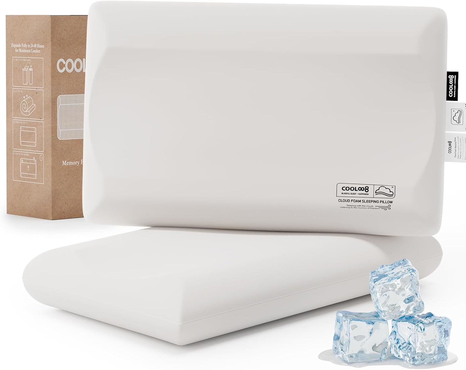 Almohadas memory foam tamaño queen, set de 2, cervicales, ergonómicas