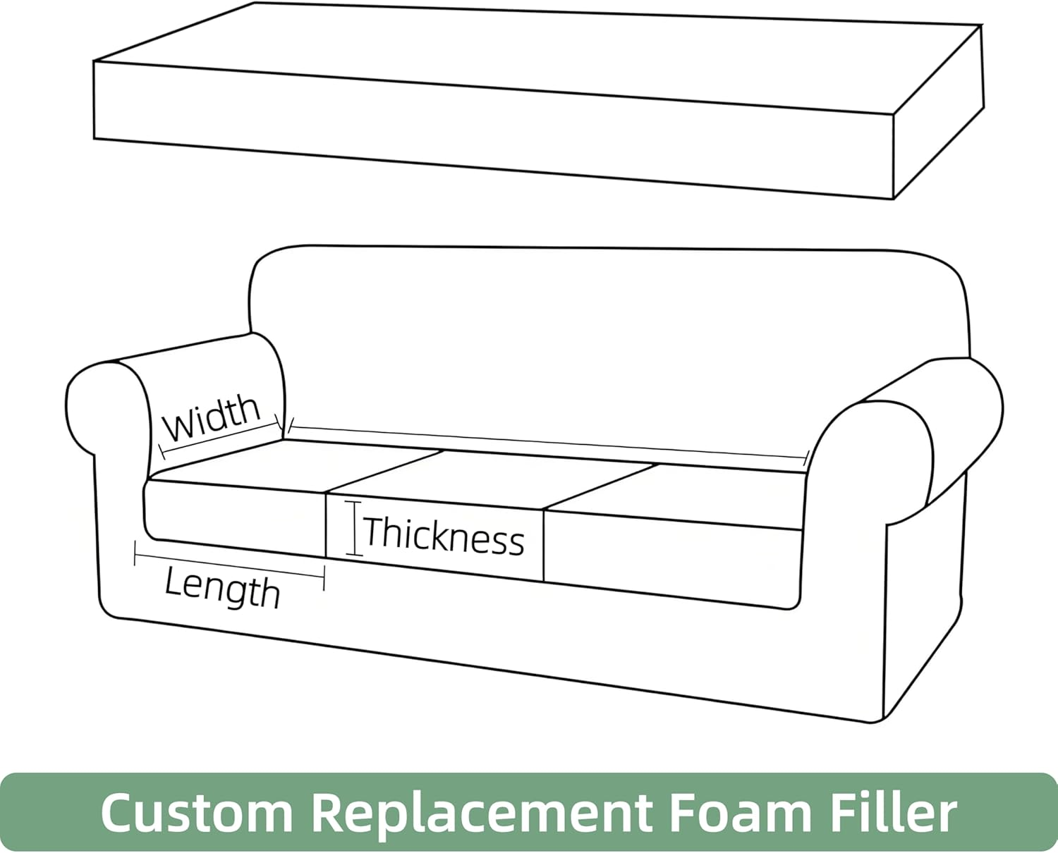 SINCERE Custom Foam Cushion Filling Replacement, Cut to Size Floor Mattress P... - Picture 5 of 13