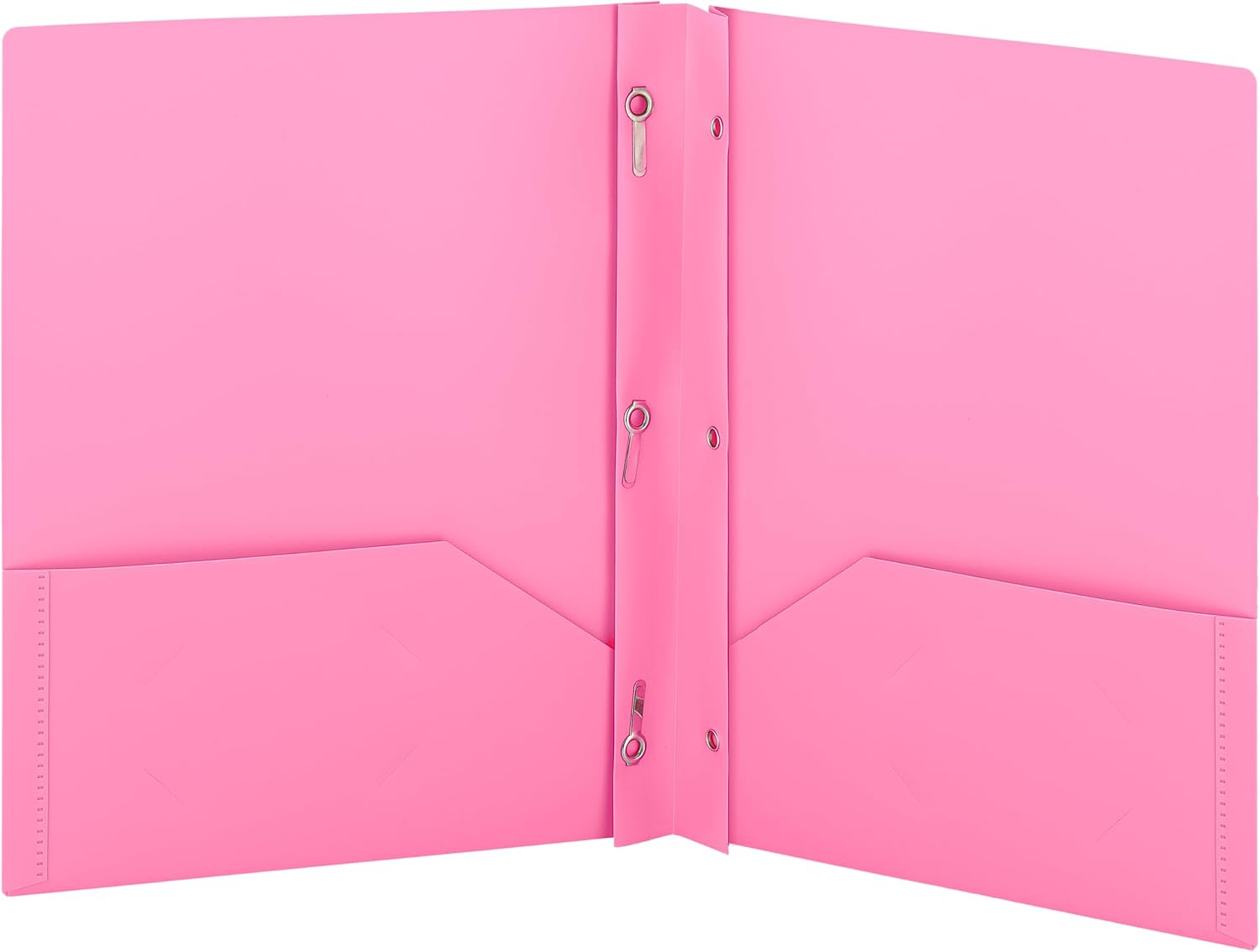 Plastic Folders with Pockets and Prongs Pink - Two Pocket Folder with Brads - 3 Prong Folders with Pockets for Letter Size Sheets, Also Available in Blue, Green, Red, Purple, and Grey, 1 Pc –by