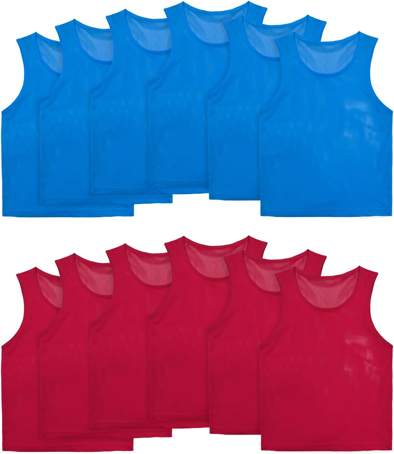 Pinniesset of 12/24 Scrimmage Vests, Team Practice Sports for Child Youth/Adult, Lightweight Basketball Jersey