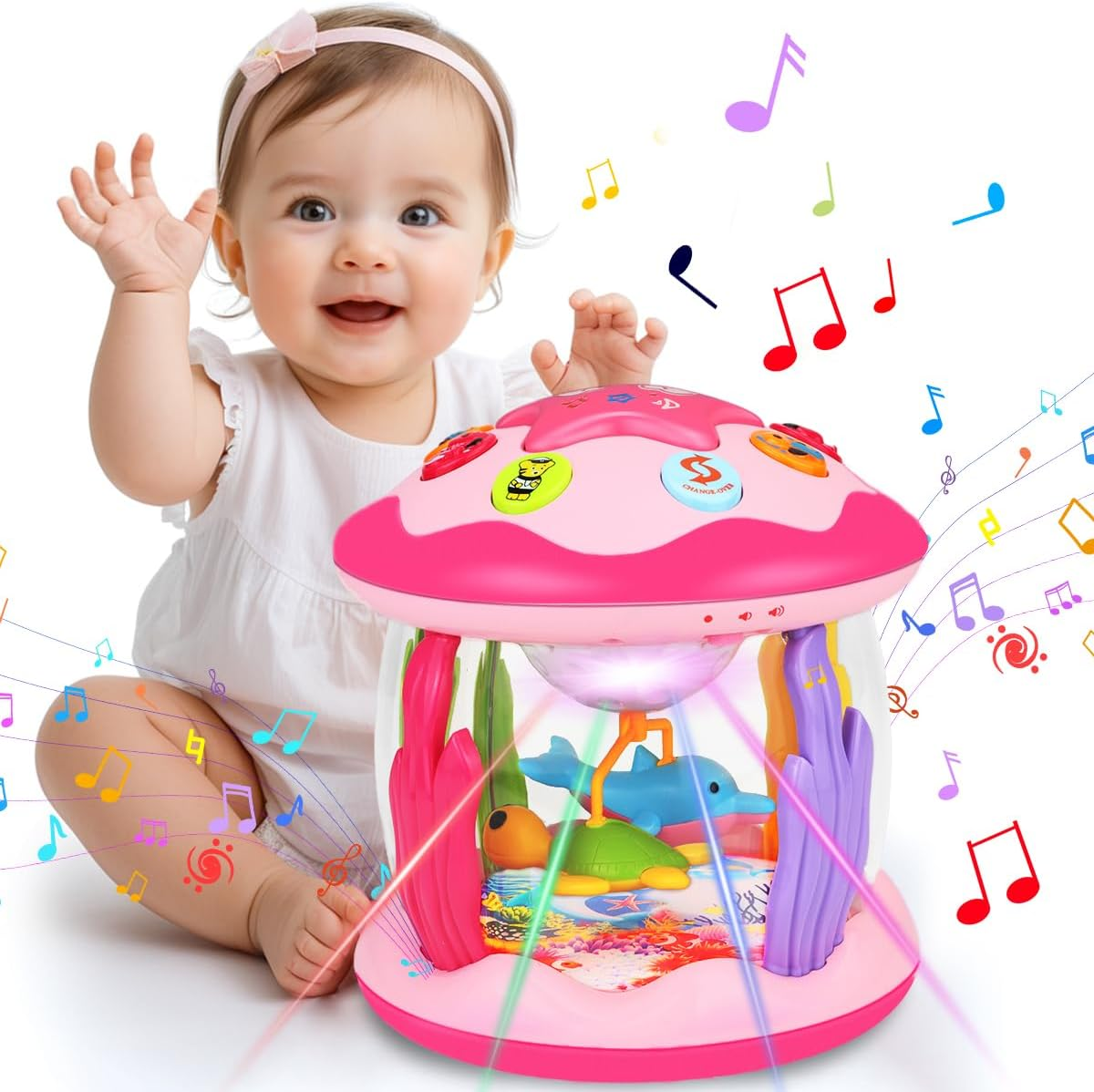 Baby Girl Toys 6-12 Months: Babies Ocean Rotating Light up Musical