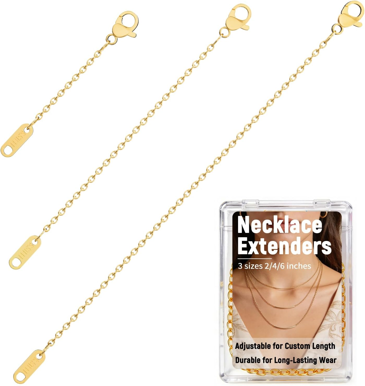 3 Pcs Necklace Extenders for Women, 2