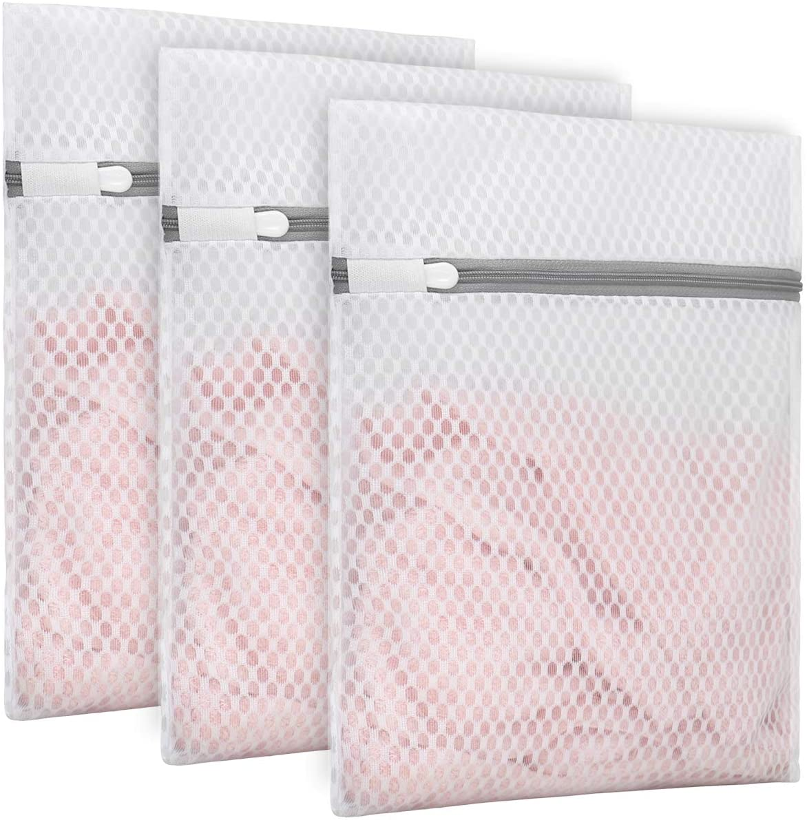 3Pcs Durable Honeycomb Mesh Laundry Bags for Delicates 9 X 12 Inches (3 Small)