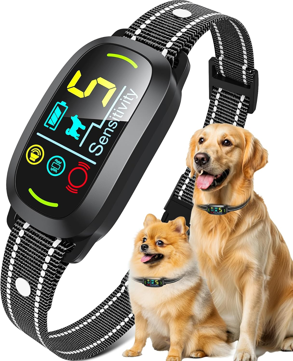 Smart AI Bark Collar for Large Medium Small Dogs, anti Barking Device with 5 Training Modes, Exclusive Forced Bark-Stopping, Rechargeable Dog Bark Collar with 5 Sensitivity & IP67 Waterproof