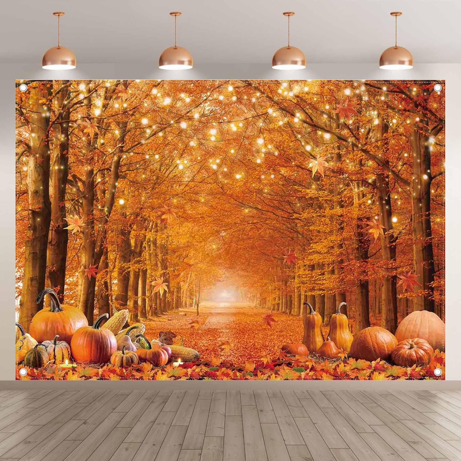 7x5ft Fall Photography Backdrop Autumn Maple Leaves Pumpkin Friendsgiving Backgr