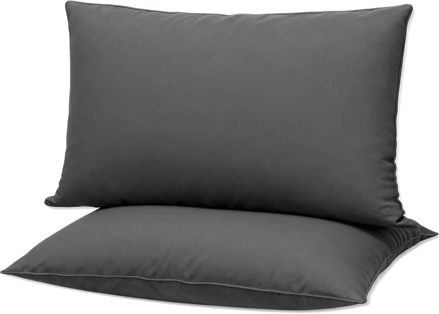 Flat Ultra Thin Bed Pillows Standard/Queen Size Pillow Set of 2 Extra Soft down Alternative for Stomach Back Sleeping Dark Grey