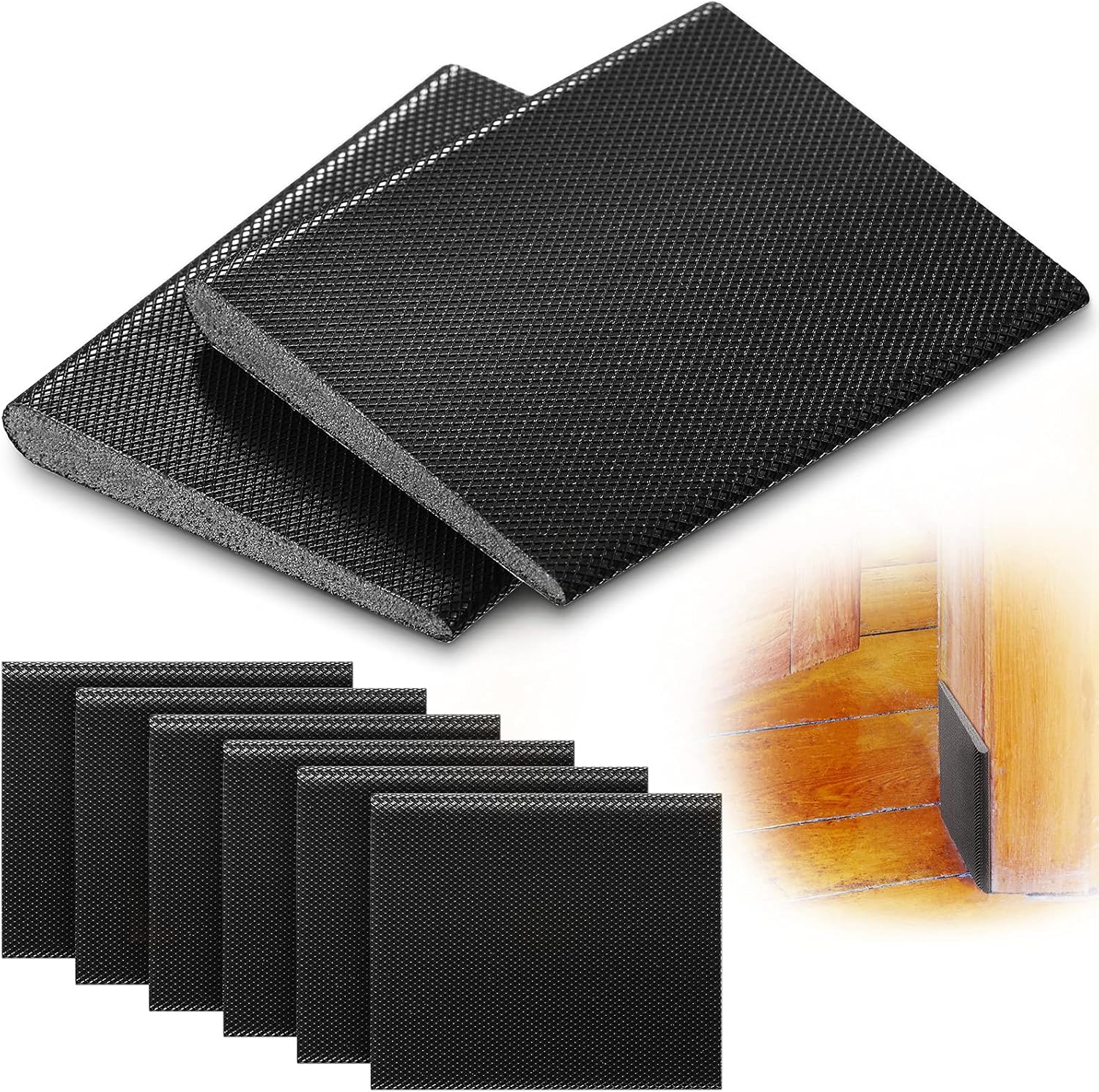 6 Peices Self-Adhesive Door Corner Seals, Gap Filler Seal Strip Weather Stripping Draft Stopper Door Frame Seal Corner Foam for Weather Protection Isolation of Noise(Black)