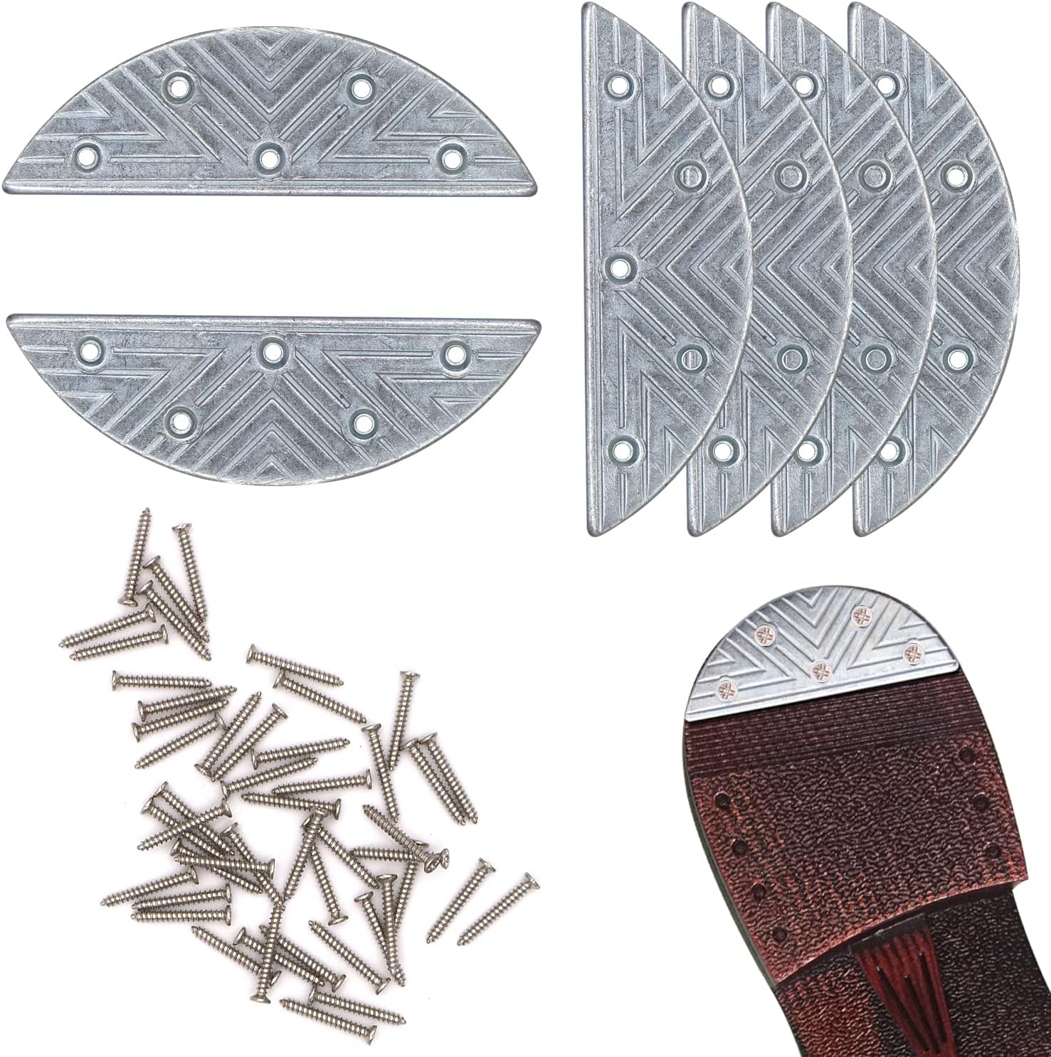 Metal Heel Plates 3 Pairs Sole Repair Kit with Screw Nails Shoes Heel Taps Tips Repair Pad for Shoes and Boot