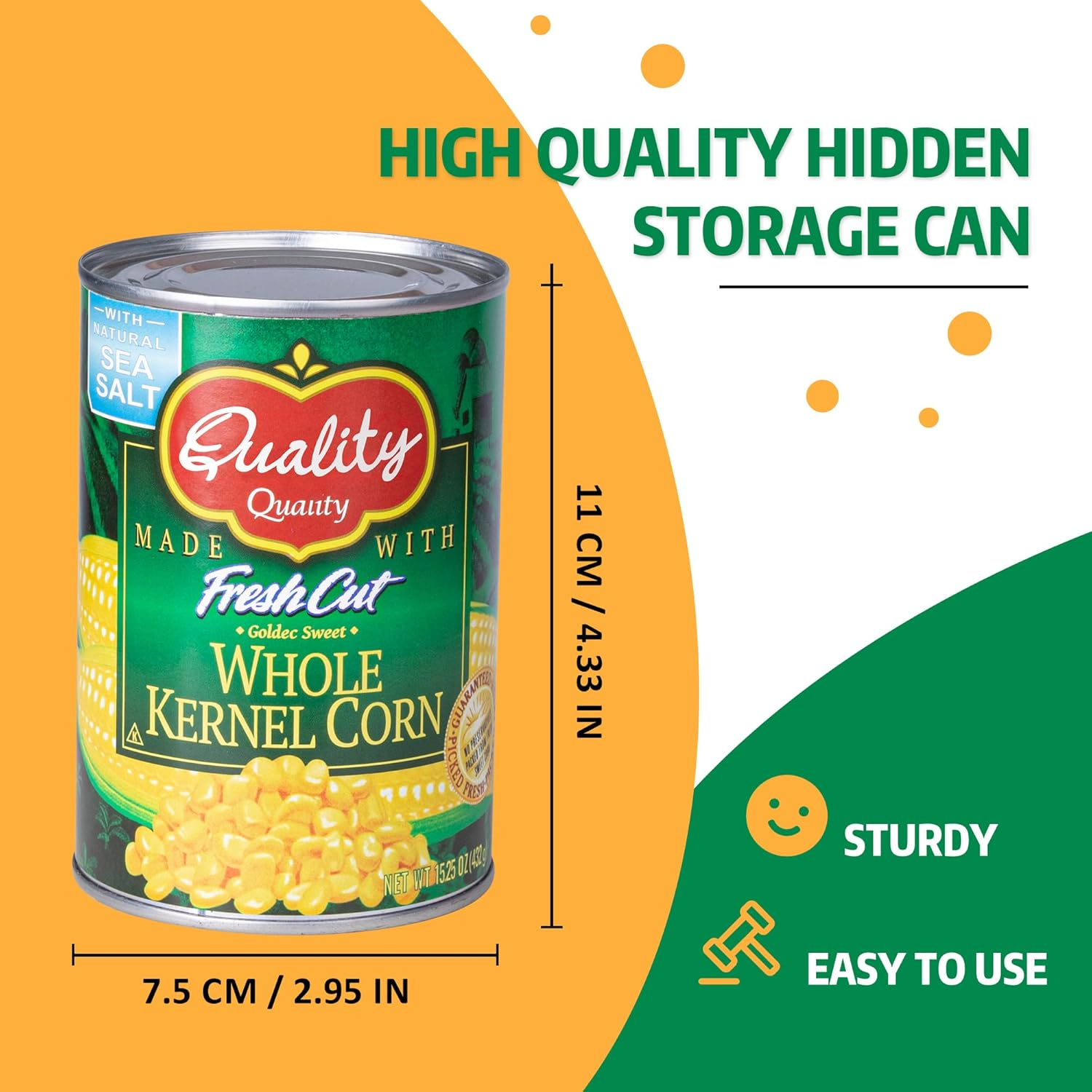 BARGIFTS Hidden Safe Fake Can with Hidden Compartment, Corn - Picture 3 of 16