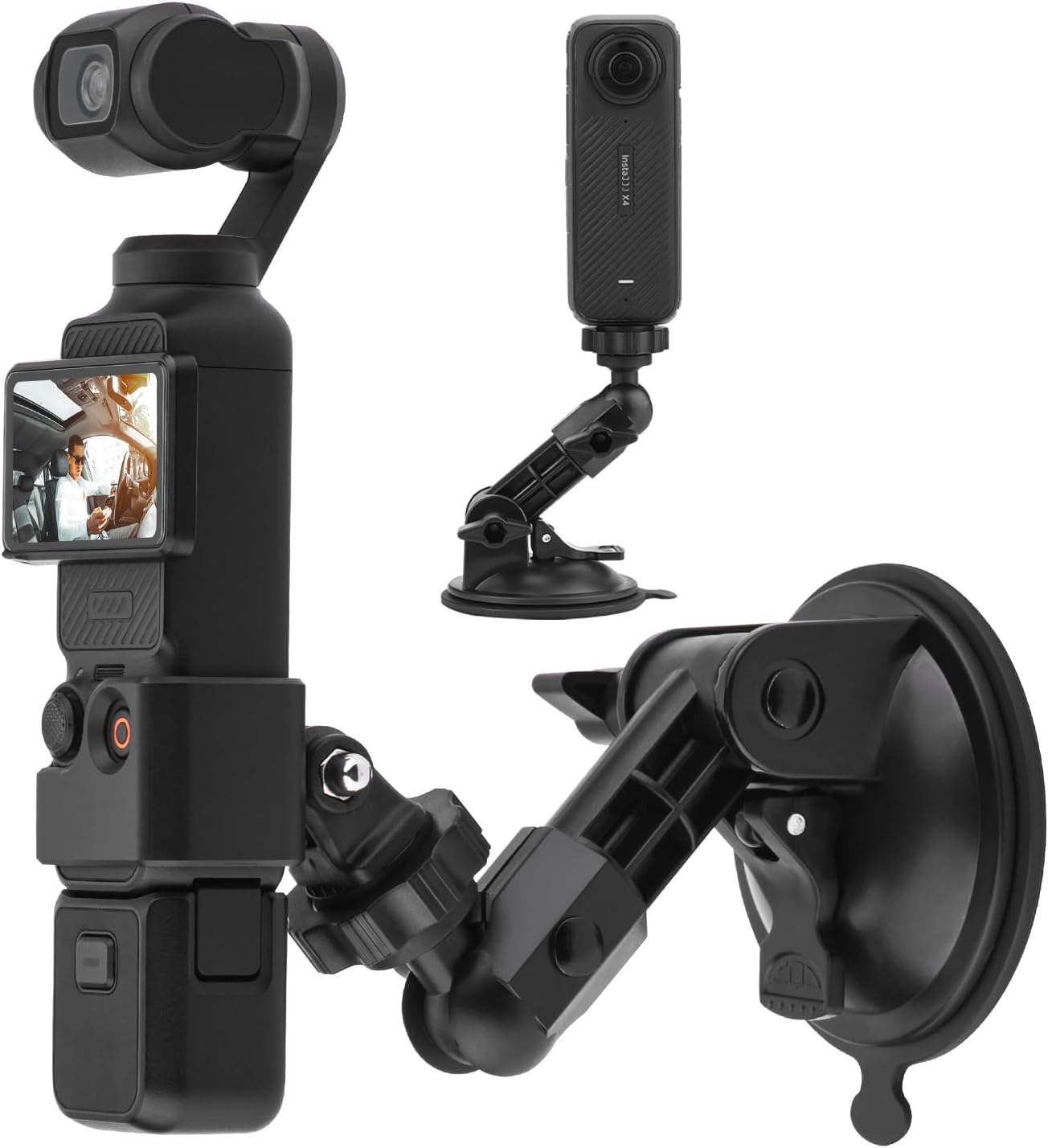 Pocket 3 4 4P Suction Cup Mount – Action Camera Car Windshield Dash Holder