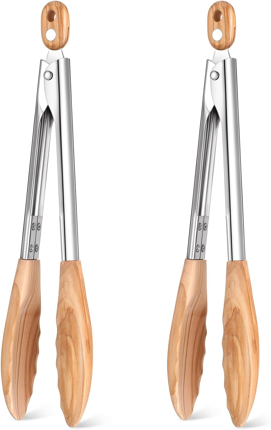 Baderke 2 Pcs Walnut Wooden Kitchen Tongs Salad Tongs with Wooden Tips, Locki... - Picture 8 of 13
