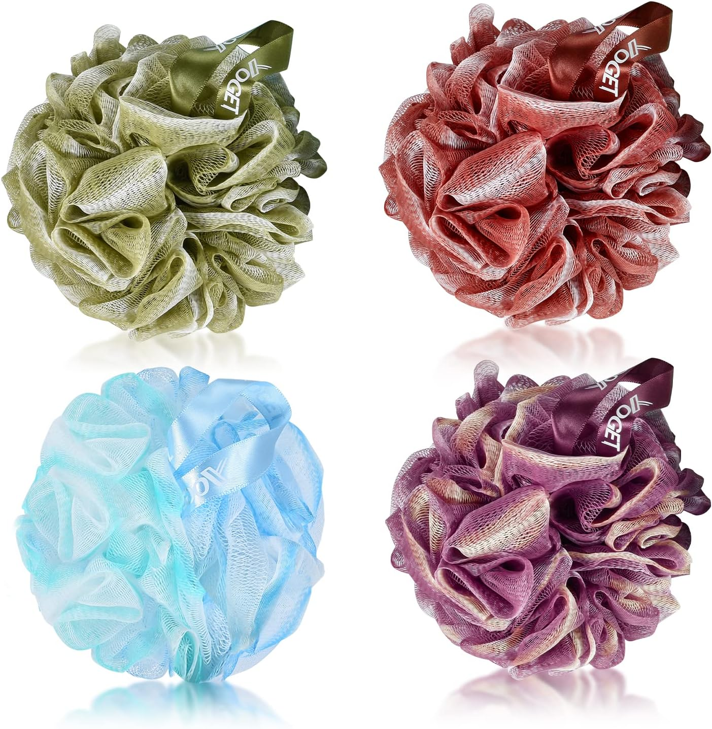 Yoget 4 Pack Bath Loofah Sponge, 4 Color 60G Bath Sponge,Exfoliate, Cleanse, Soothe Skin