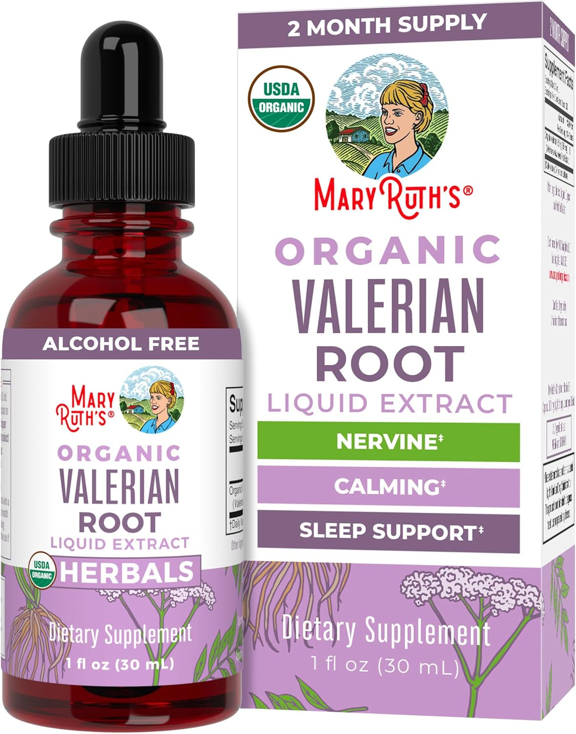 Maryruth Organics Valerian Root Liquid Drops | 2 Month Supply | Sugar Free | USDA Organic Valerian Root Drops | Support Sleep | Calm and Stress Relief | Vegan | Non-Gmo | Gluten Free | 60 Servings