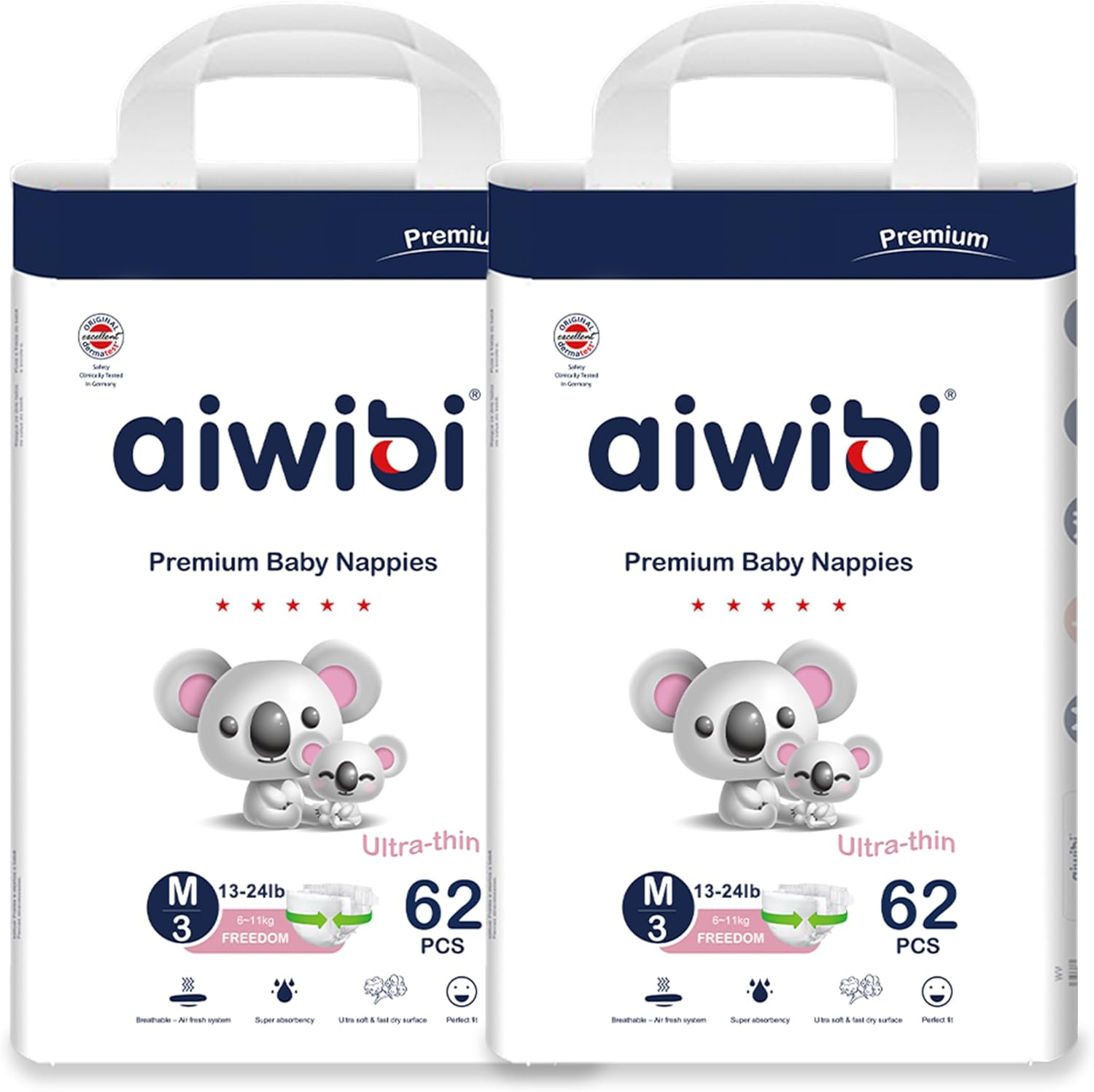 AIWIBI Baby Nappies Size 2 (4-8kg), 144 Count, Light Feather Series Premium N... - Picture 9 of 15
