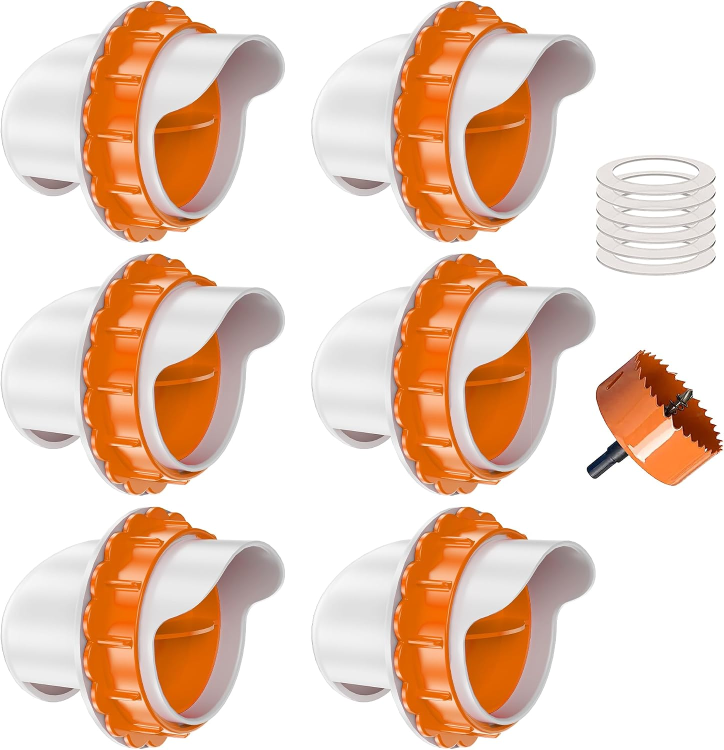 No Waste Chicken Feeders, DIY Automatic Poultry Feeder - 6 Ports Orange