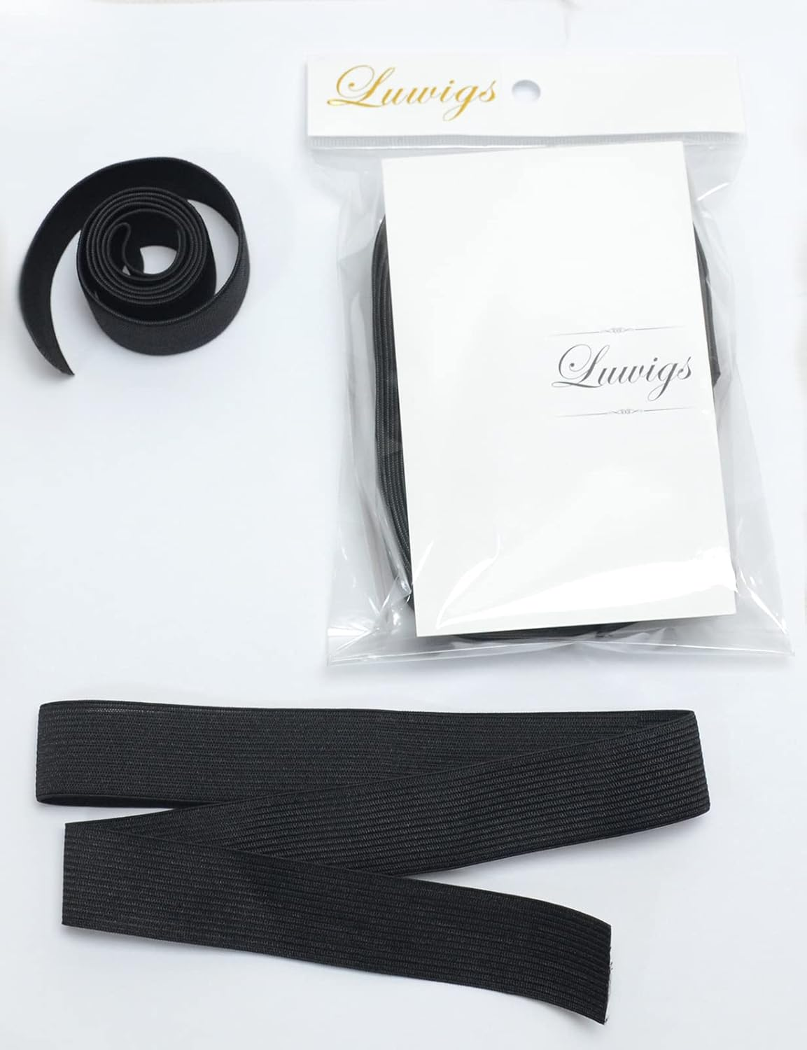Luwigs Black Elastic Bands Wig Accessories for Making Wigs/Lace Frontal/Lace Closure 2.5Cm Width 6Pcs (Elastic Band, 6Pcs)