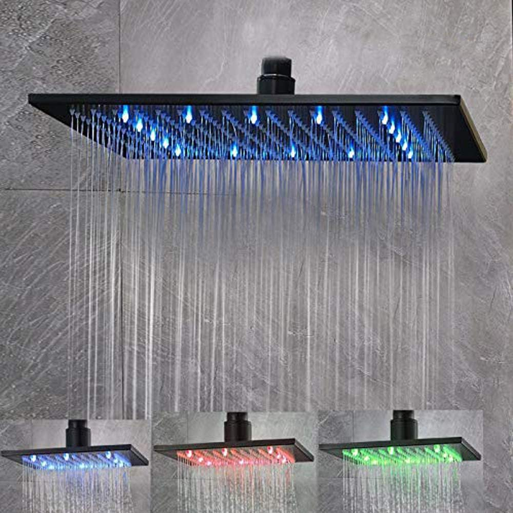 Neierthodore LED 16 Inch Square Shower Head Replacement with Rotatable Ball,Oil Rubbed Bronze