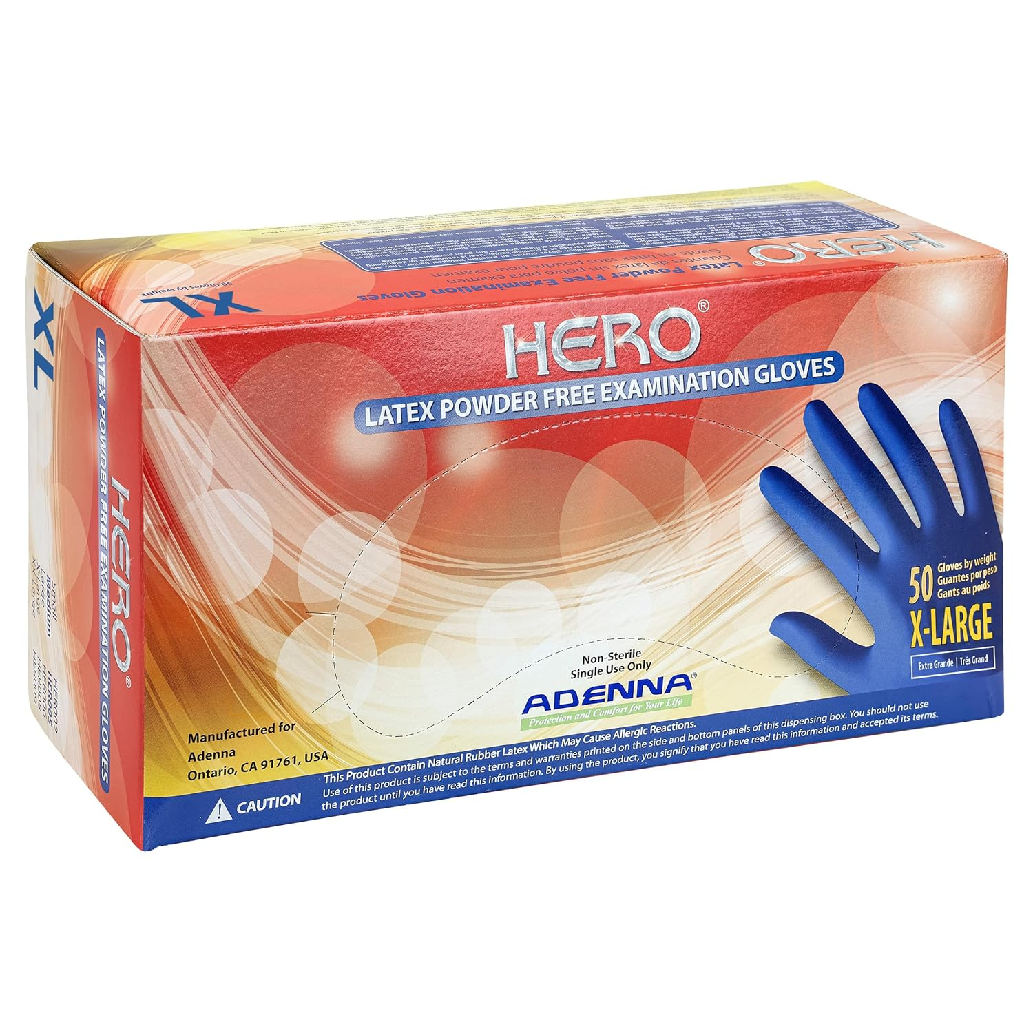 Adenna HERO Disposable Latex Gloves - 14 Mil, Nfpa-Approved Heavy Duty Glove with 12