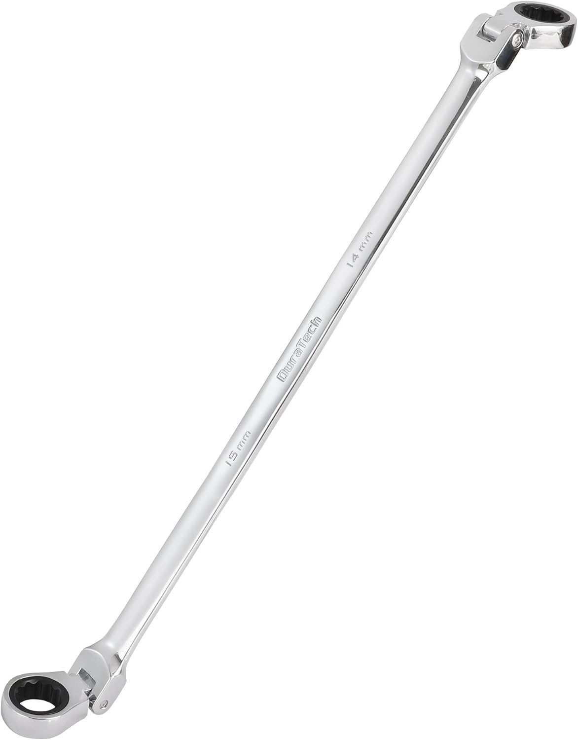 Llave de trinquete de cabeza flexible extra larga de 14 x 15 mm, métrica