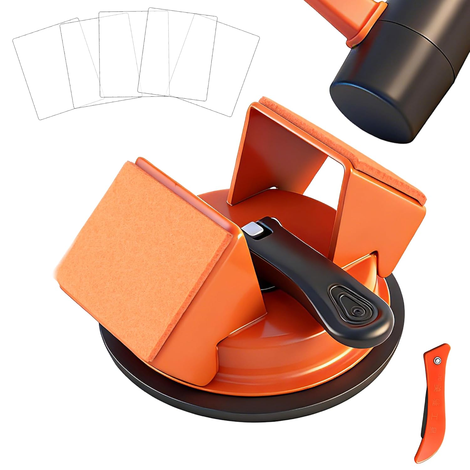 Floor Gap Fixer Tool Heavy Duty 45°Striking Surface Floor Gap Repair Tool Made of Iron & Enhanced Suction Cup with Slot Cutter and 5Pcs Sticky Pads for Fixer Laminate/Vinyl Flooring Tools