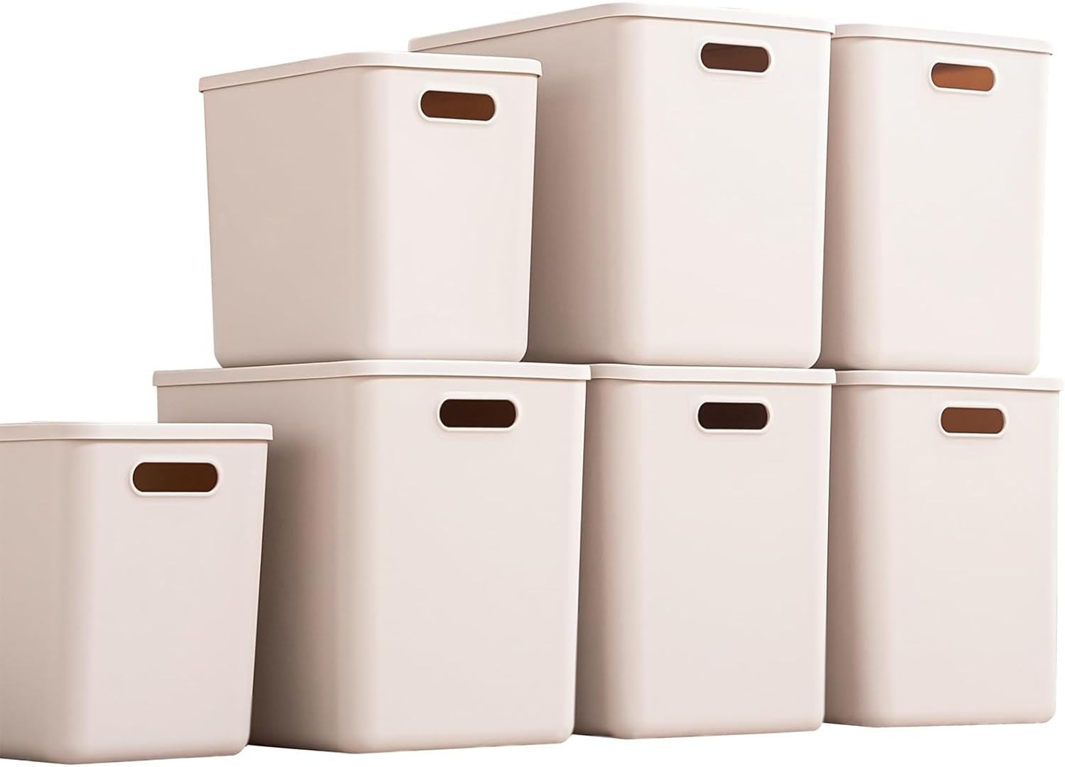 Plastic Storage Bins with Lids,Storage Baskets,Container with Handle,Storage Organizer Bins for Shelves,Office,Bedrooms,Closets, Cabinets(Grey,5Xl+2L)