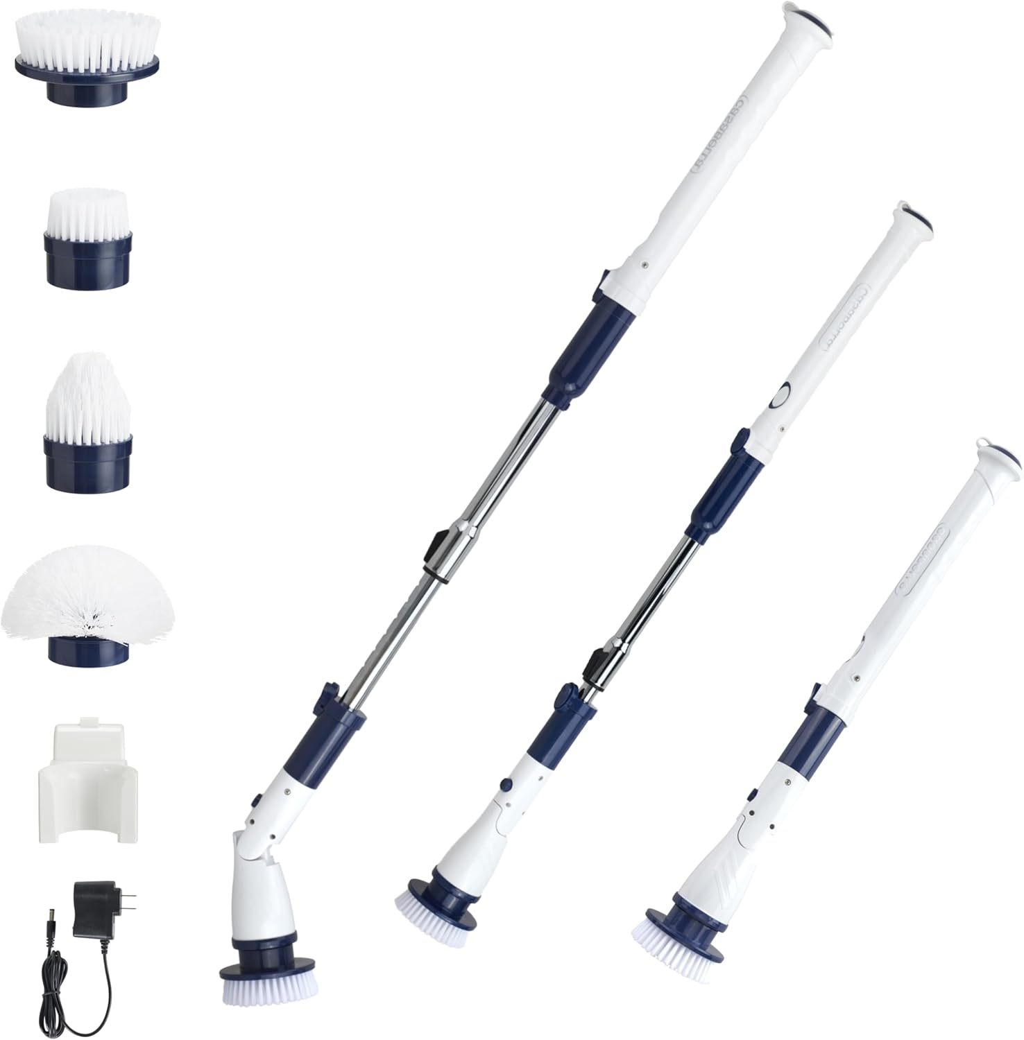 Power Spin Scrubber, Extendable to 47.5” – Cordless Electric Cleaner for Shower, Kitchen, Bathroom, Tile, Tub, Car, Deck - Rechargeable Spin Brush with Adjustable Brush Head & 4 Attachments