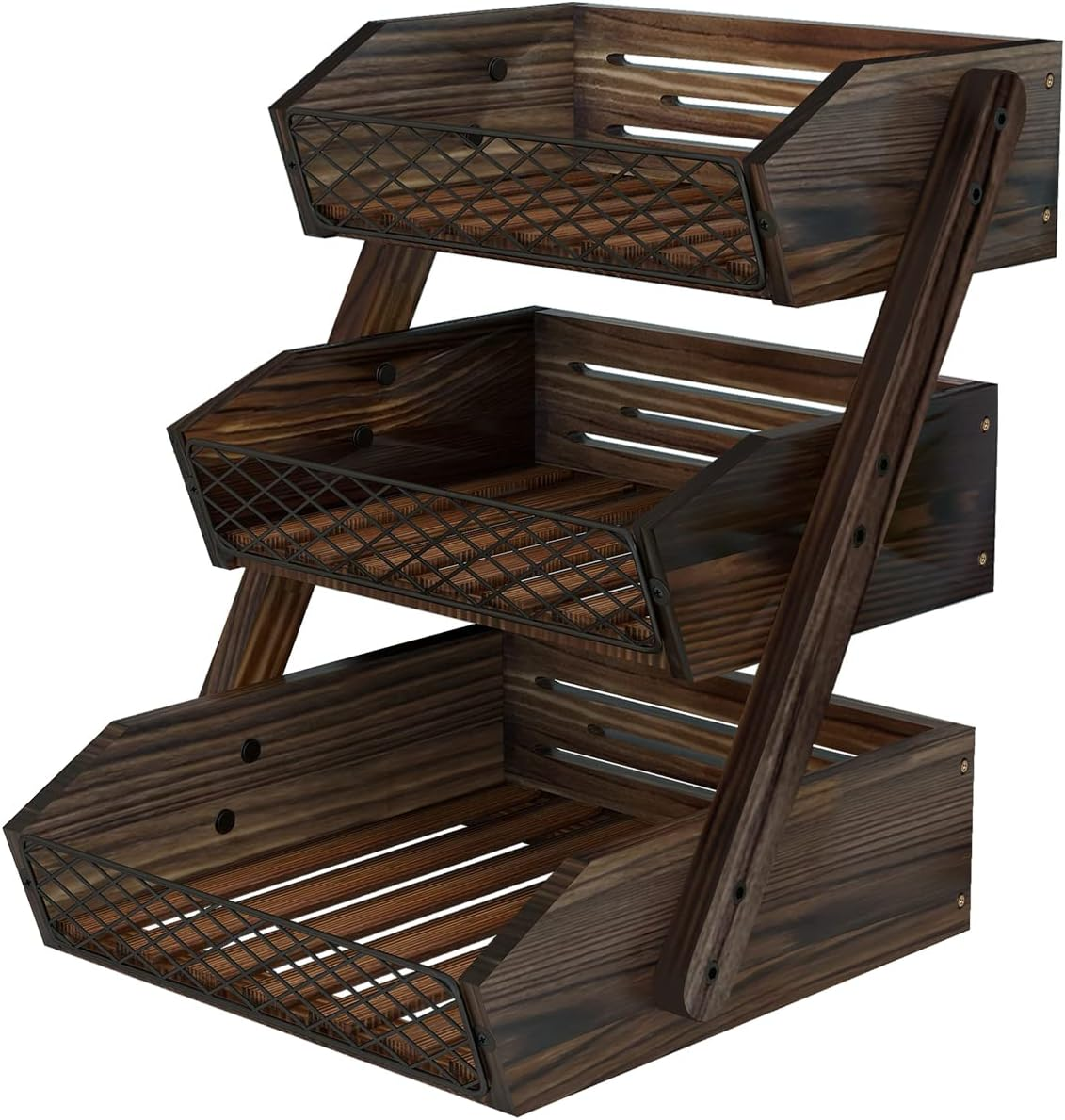 Fruit Basket for Kitchen, 3 Tier Fruit Bowl for Kitchen Counter,Wooden Fruit Holder for Kitchen Countertop