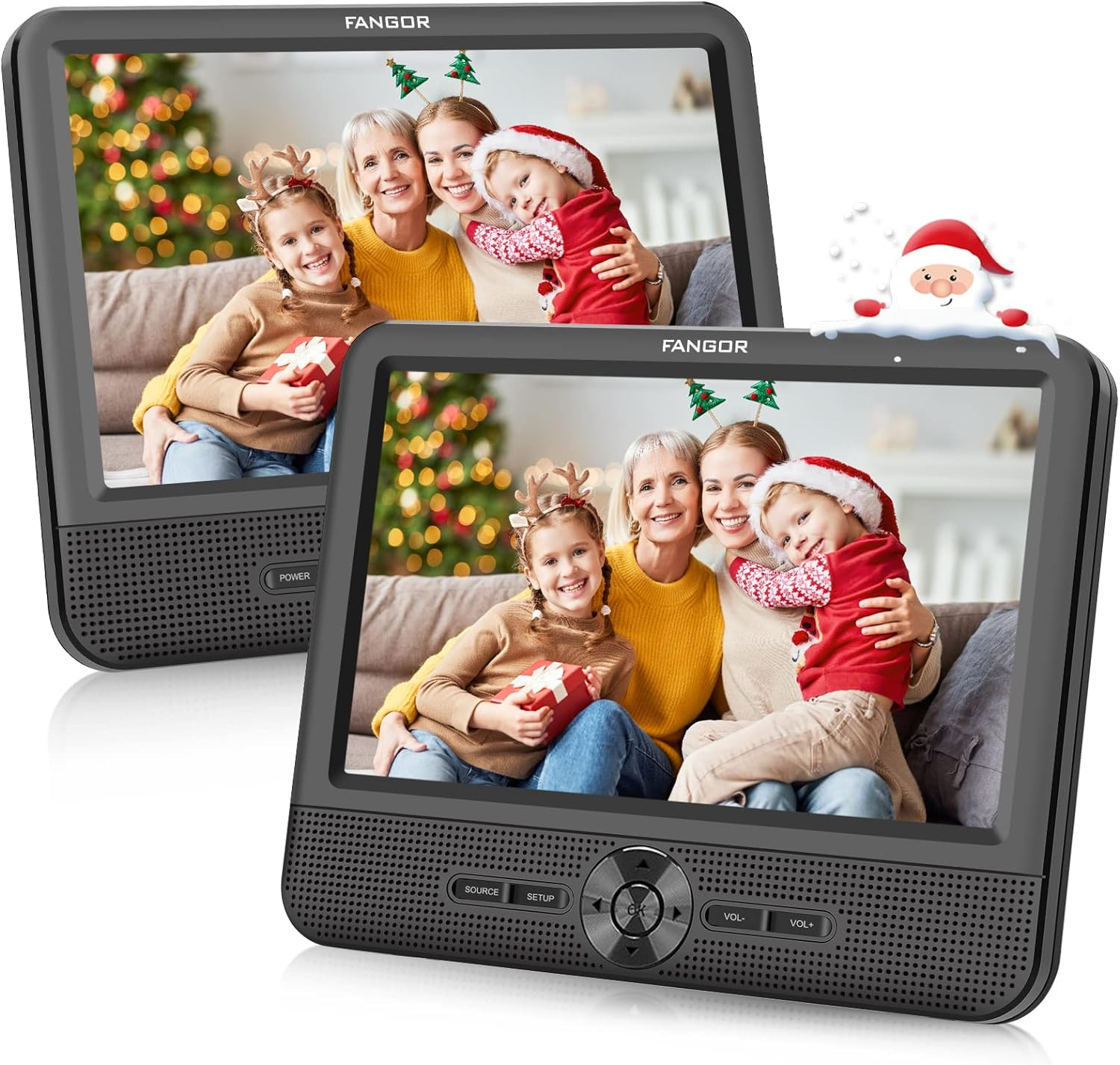 FANGOR 7.5 Inch Dual Car DVD Player, Portable DVD Player for Car with 5 Hours Rechargeable Battery, Last Memory, AV Out/In, Support Usb/Sd/Sync TV, All Regions