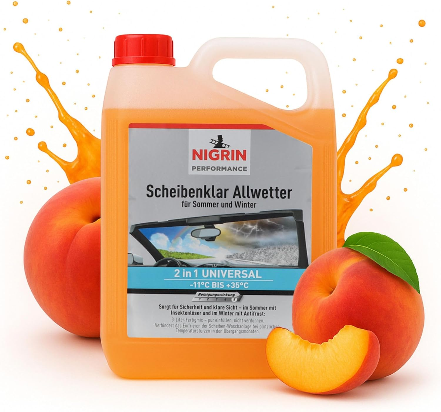 NIGRIN Performance Scheibenklar Allwetter | 3 Liter | Mit Frostschutz Bis -11°C | Reinigungszusatz Für Autoscheiben Und Scheinwerfer | Entfernt Schmutz, Insekten, Salz | Klare Sicht | Gebrauchsfertig
