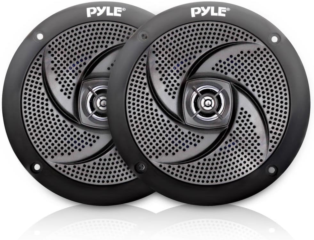 Marine Speakers - 6.5 Inch 2 Way Waterproof and Weather Resistant Outdoor Audio Stereo Sound System with 240 Watt Power and Low Profile Slim Style - 1 Pair - PLMRS6B (Black)