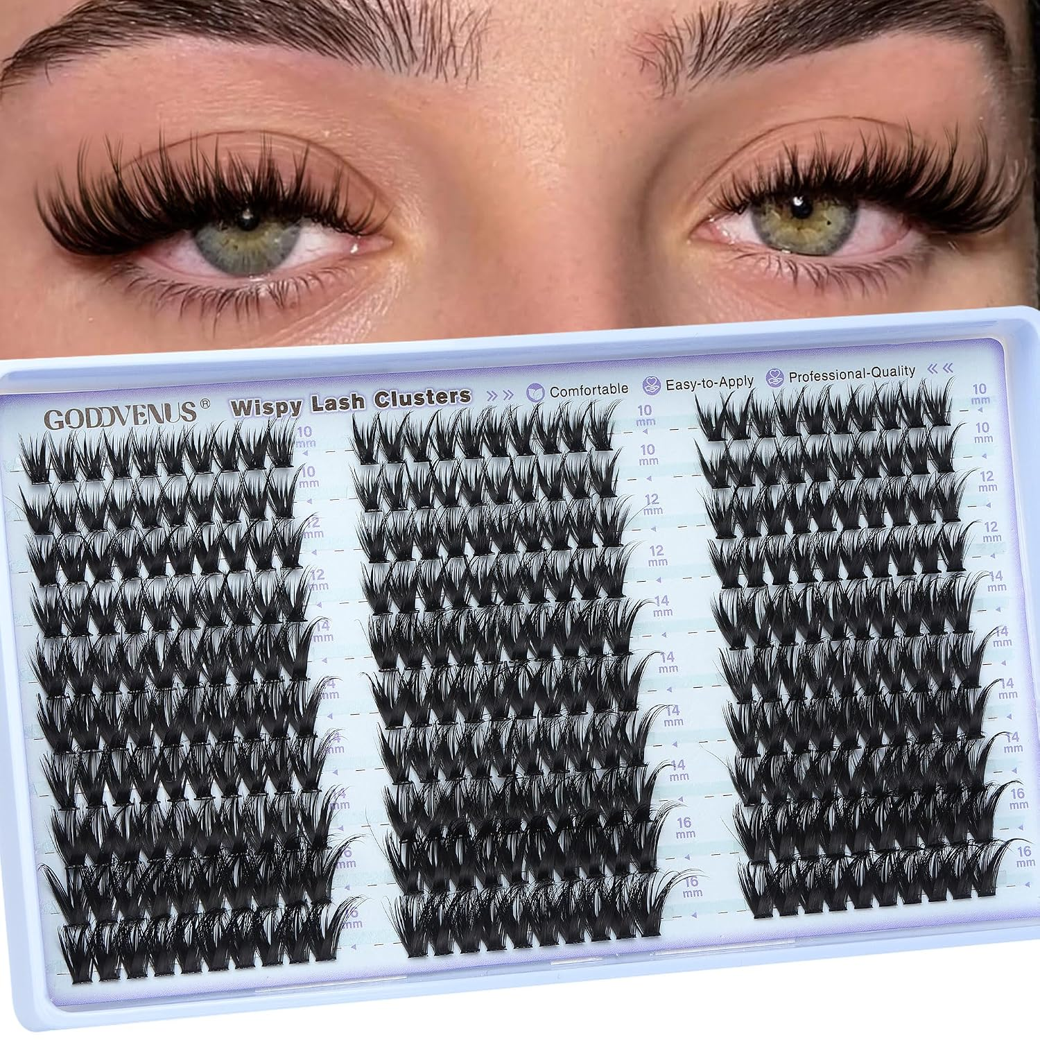 Wispy Lash Clusters Natural DIY Fairy Wet Eyelash Clusters 300 Pcs Cluster Eyelash Extensions Reusable Waterproof Individual Lash (10-16Mm CC Curve)