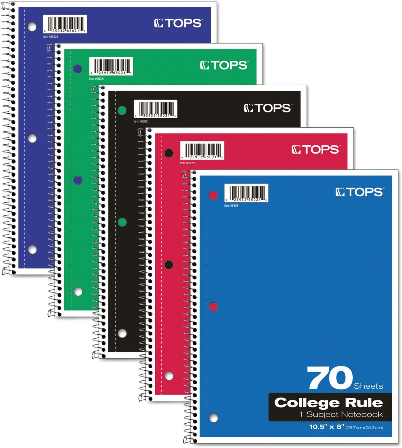 Oxford Spiral Notebook, 1-Subject, College Ruled Paper, 70 Sheets, Color May Var