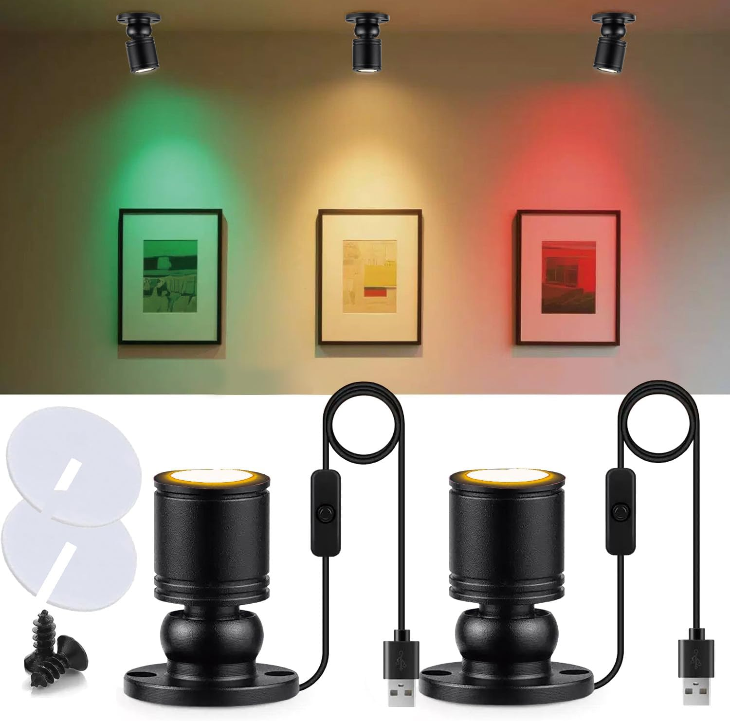 USB Powered Mini Spotlights for Displays 2-Pack –5V Small LED Spot Lights Indoor