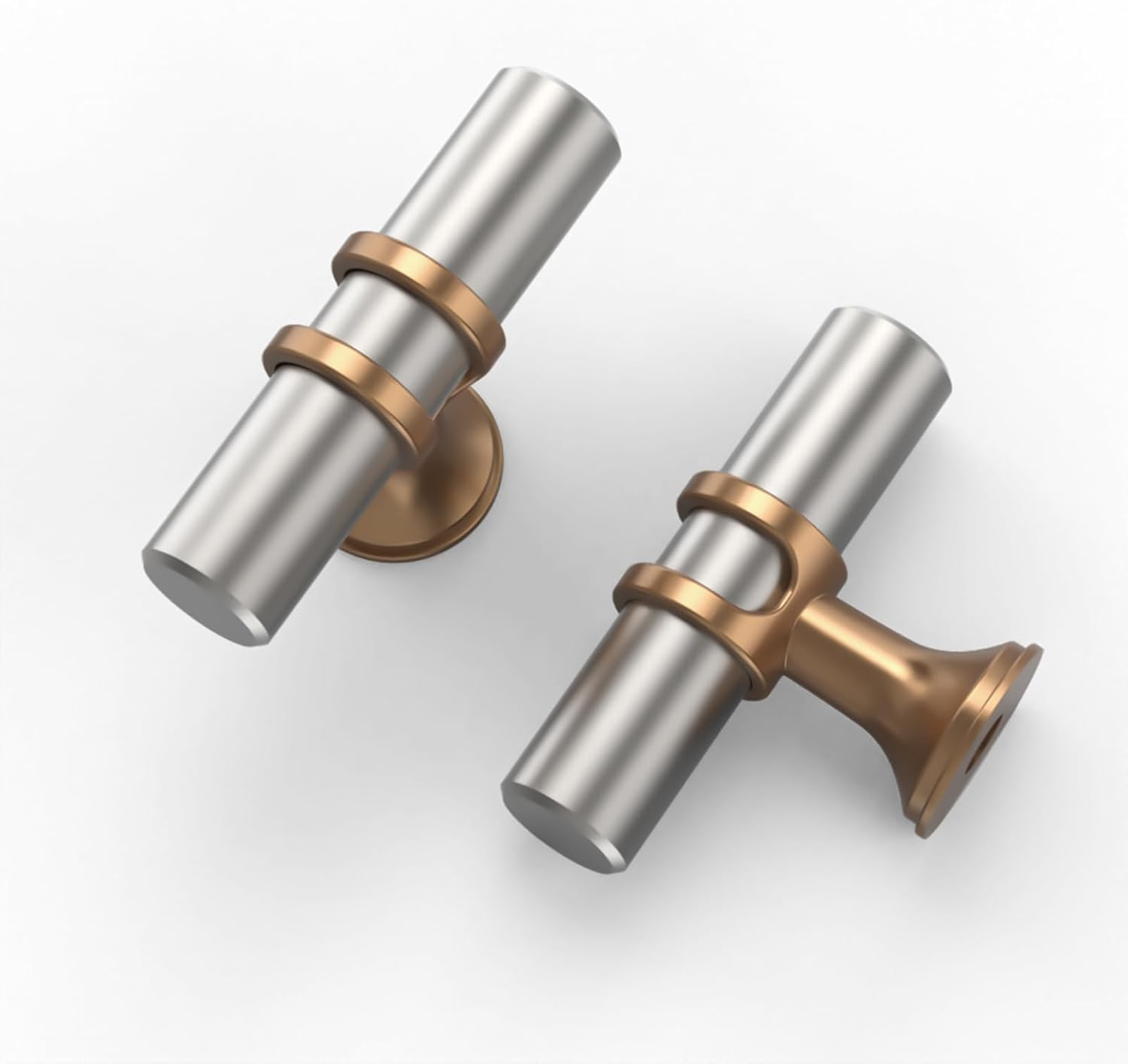 20 Pack Brushed Satin Nickel and Champagne Bronze Cabinet Knobs Heavy-Duty Solid Kitchen Cabinet Pulls Champagne Gold Dresser Drawer Hardware for Cupboard