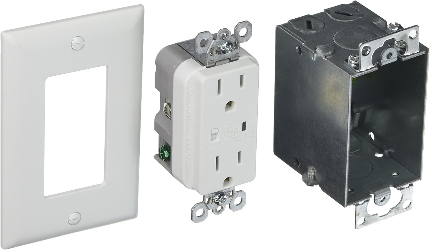 Legrand - Onq Duplex Outlet Kit Provides Power and Surge Protection to Networking, Power Outlet Kit with Recessed Outlet Compatible with Standard Knockouts, Recessed Power Outlet, 36456902V1