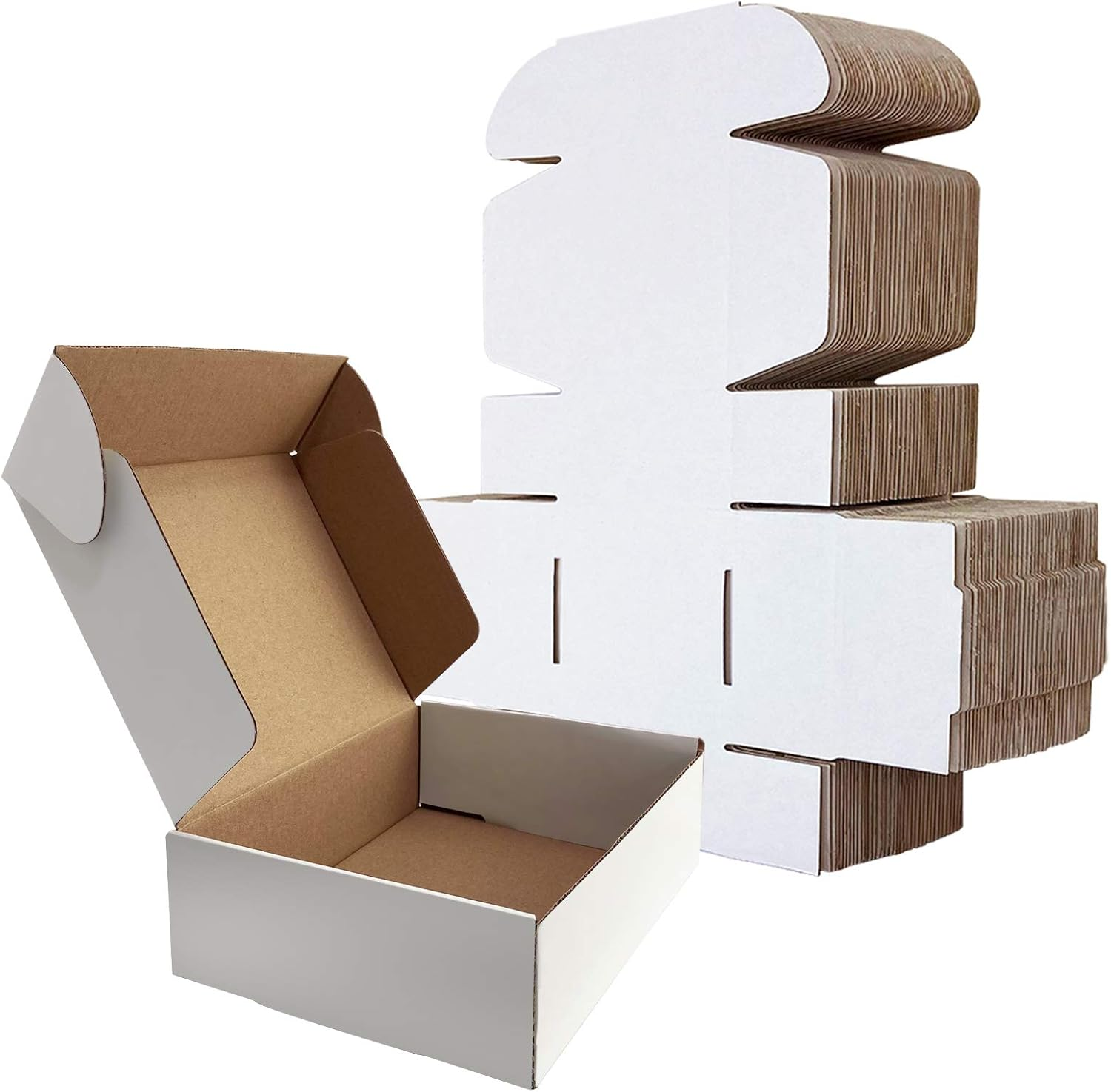 7X5X2 Inches Shipping Boxes Set of 25, White Small Corrugated Cardboard Box, Mailer Boxes for Packing Small Business