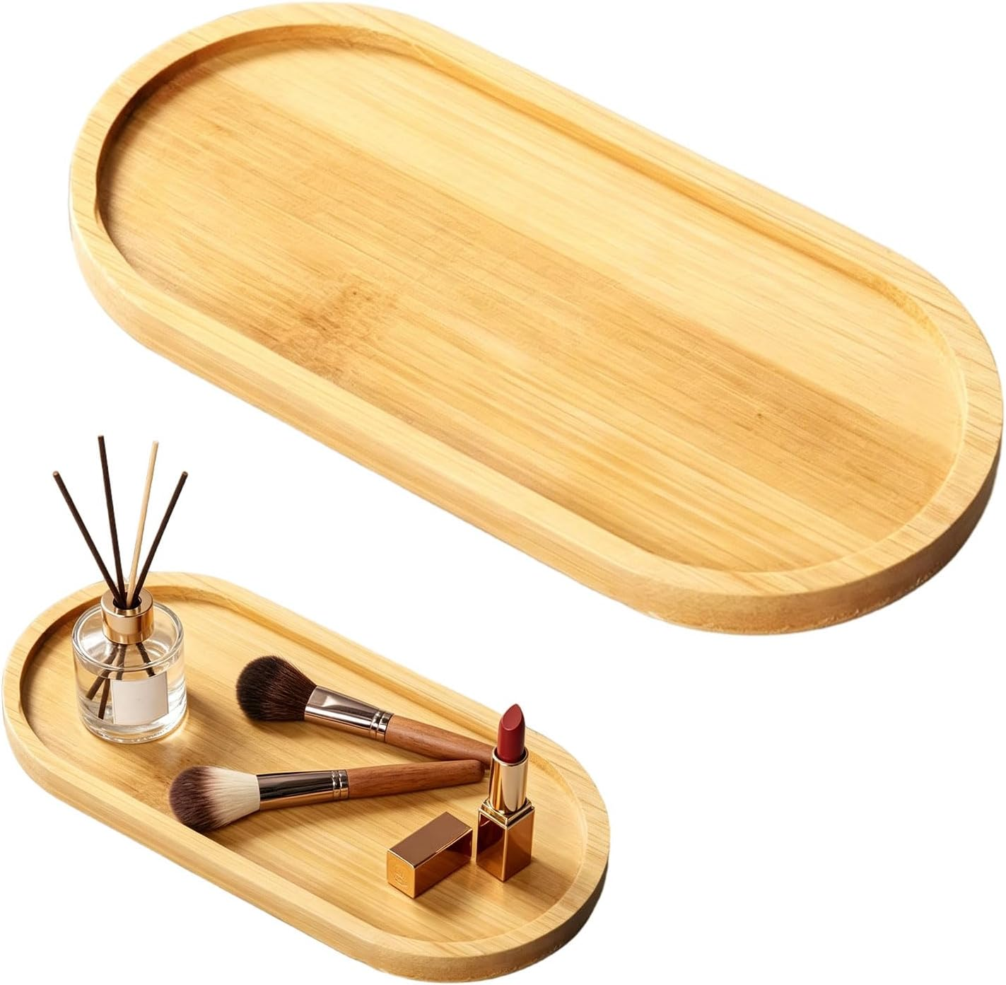 Wooden Tray, 1 Pcs Bathroom Tray, Bamboo Vanity Tray, Multi-Use Serving Tray, Durable 17 X 8Cm Wooden Serving Platter for Bathroom Counter, Tea/Coffee Service, Jewelry Organization