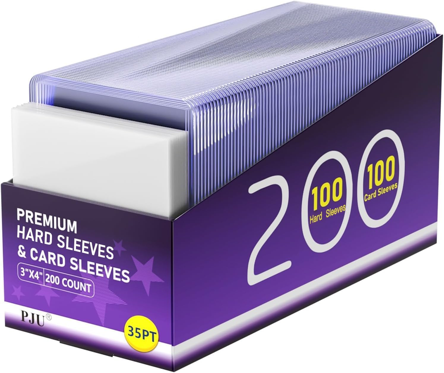 200 Card Sleeves Hard Plastic, Premium Baseball Card Sleeves, 3