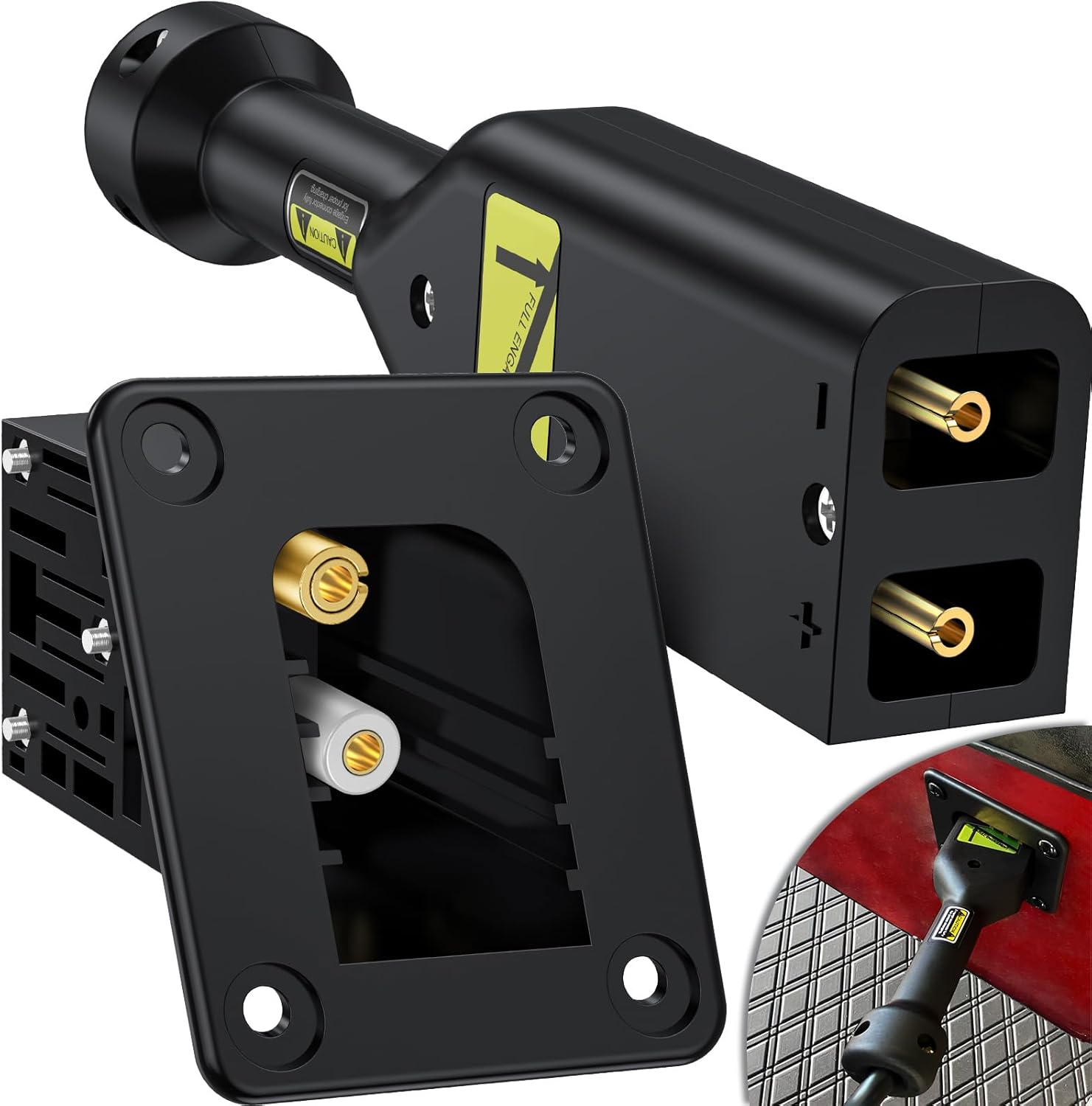 36V EZGO Powerwise Charger Receptacle and W/Handle Plug, Golf Cart Charging Port and Plug for EZGO Medalist&Txt 1996-UP Electric Golf Carts, OEM# 73345-G01 73063-G01