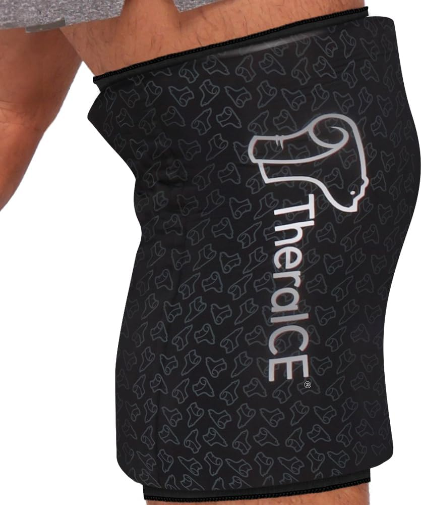 Knee Ice Pack Wrap PRO Compression Sleeve, Reusable Gel Cold Packs Brace Also for Elbow, Ankle & Calf - Flexible Cold Wrap Recovery, Focuszone Technology for Extra Cooling & Pressure (M)