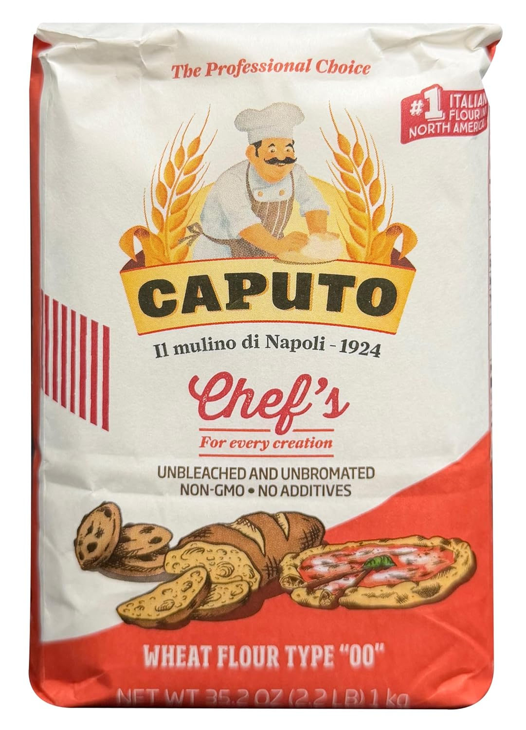 Antimo Caputo Chef'S Flour 2.2 LB (Case of 10) - 22 LB Total - Italian Double Zero 00 Flour - Soft Wheat for Pizza Dough, Bread, & Pasta