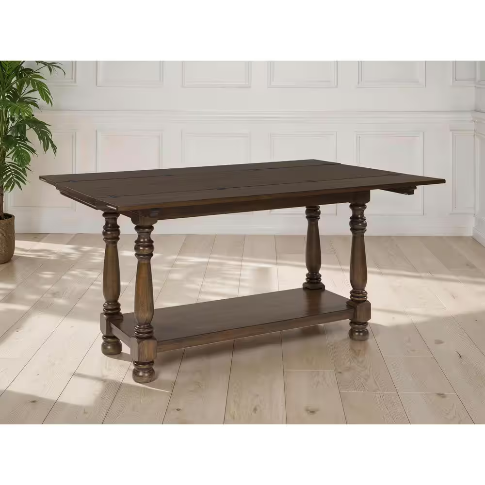 Sturlayne 60 In. Brown Rectangle MDF Console Table with Shelves