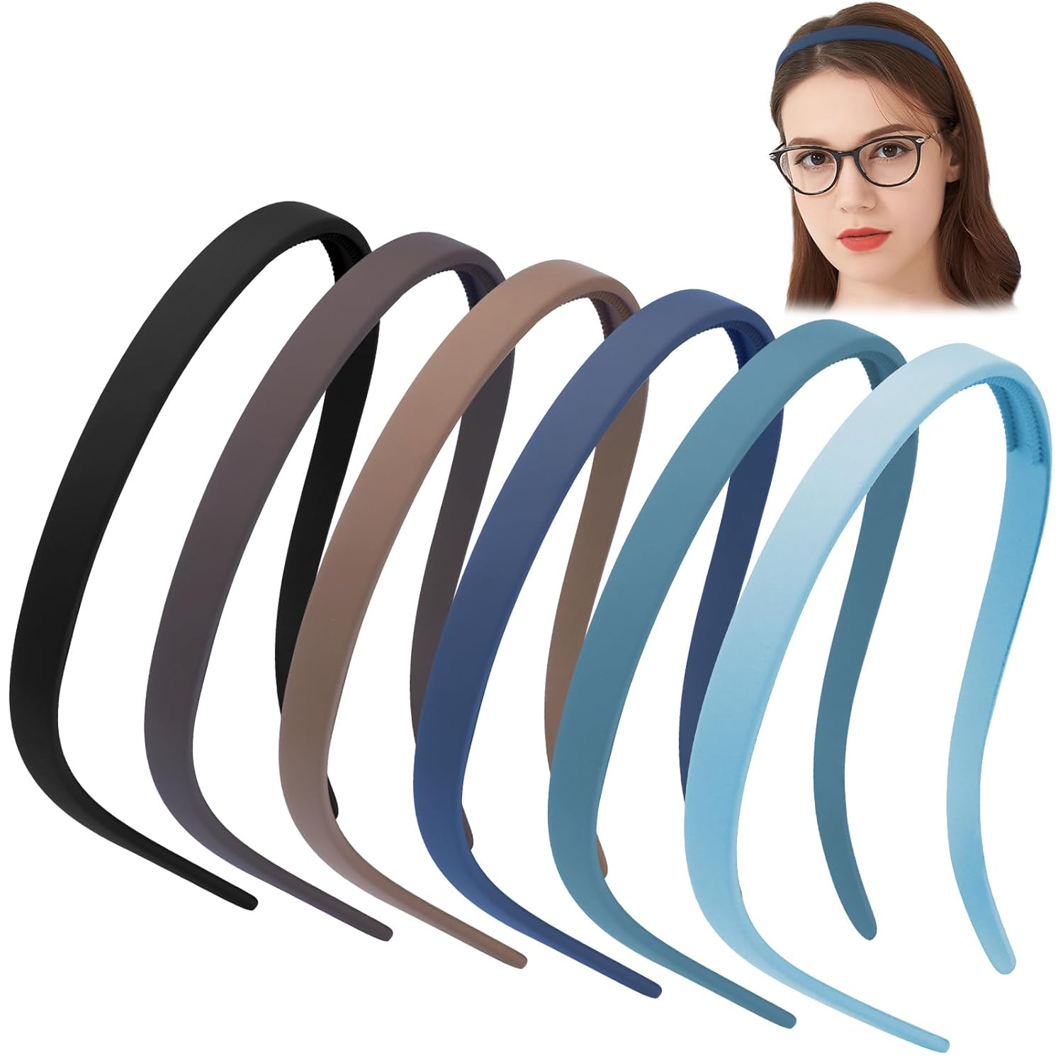Headbands for Glasses Wearers No Pressure No Headache Hairbands Square Sunglasses Headband for Women Comfortable Head Bands for Girls Non Slip with Teeth 6Pcs