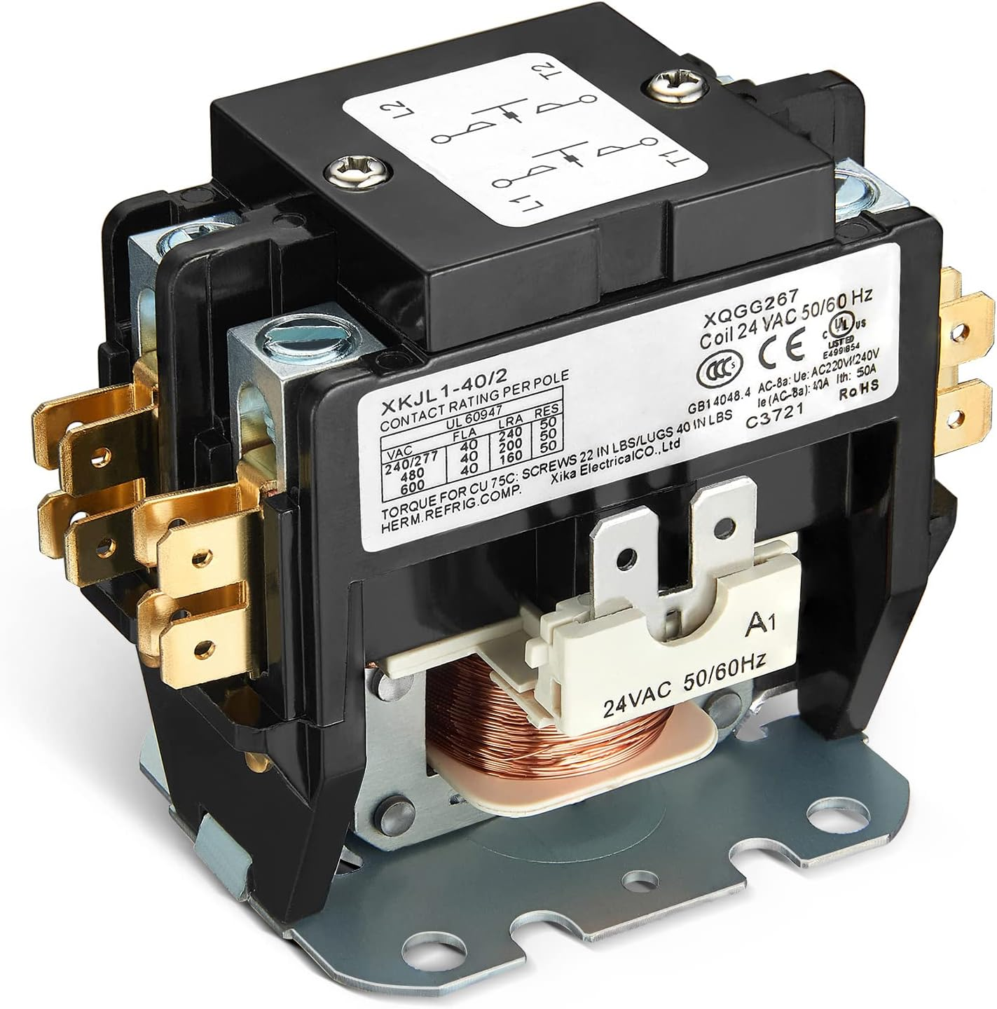 Heavy Duty 40A 24V AC Contactor for Air Conditioner Definite Purpose Relay