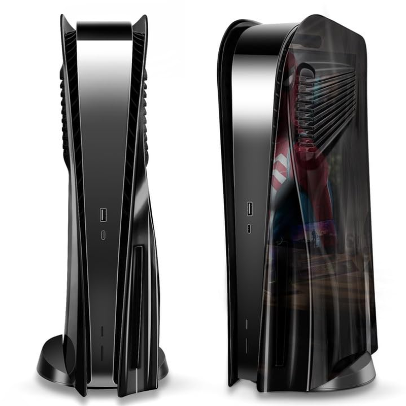 PS5 Cover Plates for Playstation 5 Console Disc Edition, PS5 Accessories Face Plates Side Shell with Cooling Fan Vents, Hard Shockproof Protective Custom Dust Skin Covers Case (Plating Black)