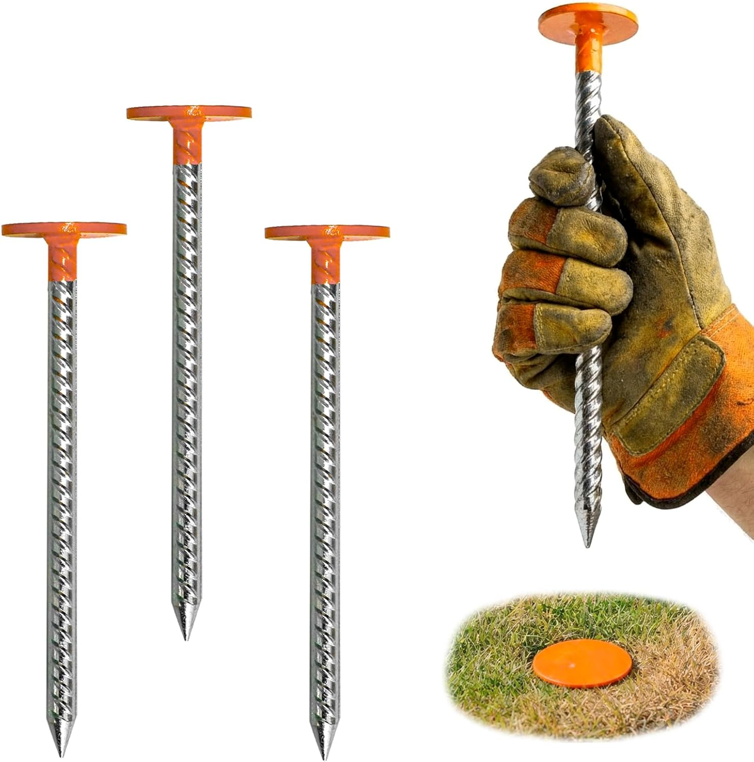 Property Line Markers 4 Pack – 12 x 2.7 Inch Heavy Duty Survey Stakes, 1.35 L...