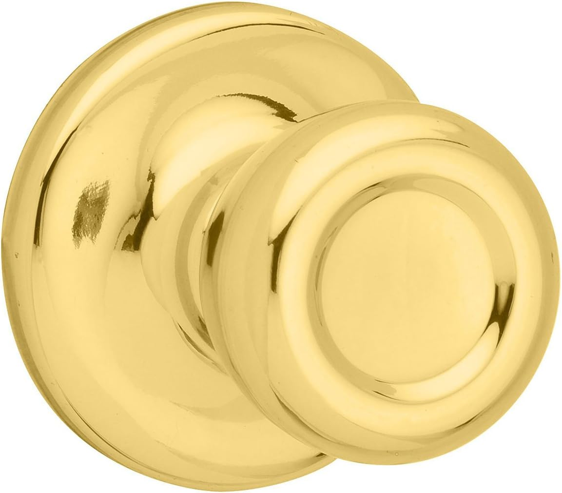 Mobile Home Interior Passage Door Knob, Handle for Closet and Hallway Doors, Non-Locking Doorknob in Polished Brass