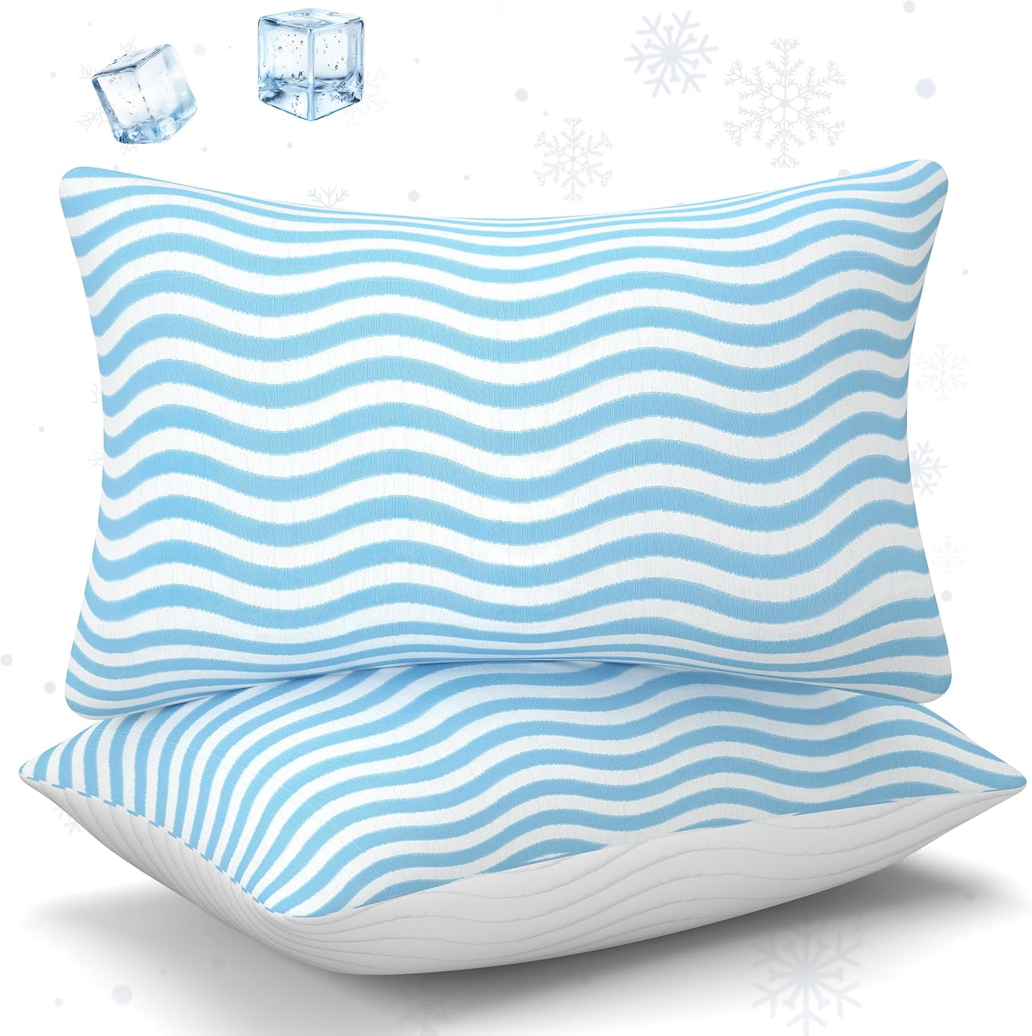 Pillows Standard Size Set of 2 – Adjustable Shredded Memory Foam Cooling Bed Pillows, Custom Loft for Side, Back, and Stomach Sleepers, Shape-Retaining Support & Washable Cover