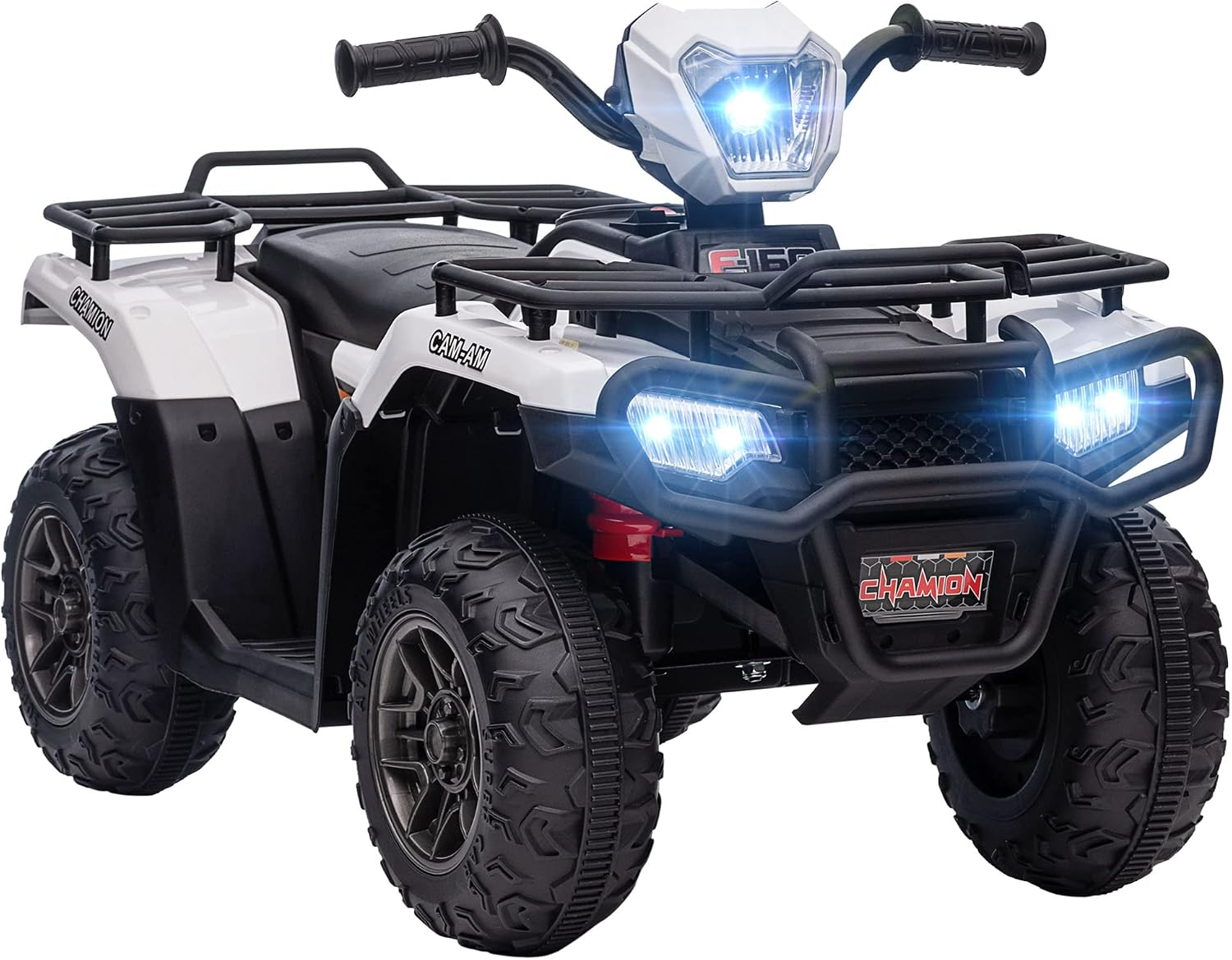 Electric ATV for Kids, 12V 4 Wheeler, 2.5MPH with Headlight, Music, MP3, Treaded Tires, Battery Powered Quad for Toddler 3-5 Years, White