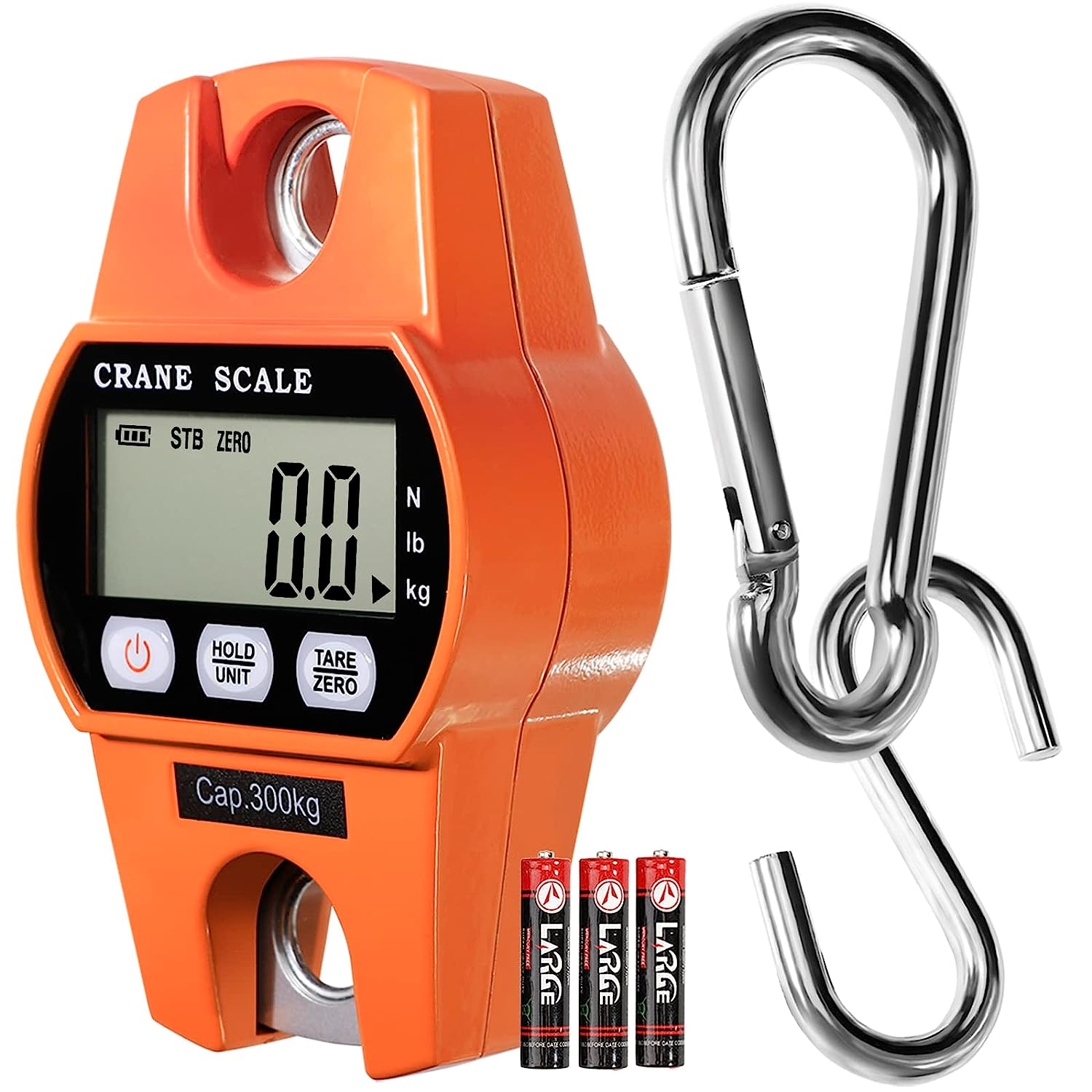 Digital Hanging Scale 660 Lb 300 Kg Hanging Digital Scale, Handheld Mini Crane Scale with Hooks for Farm Hunting Fishing Outdoor
